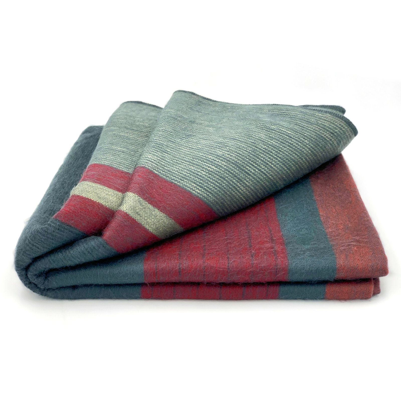SOFT & WARM STRIPED ALPACA LLAMA WOOL BLANKET CARBON RED 98″x67″ QUEEN