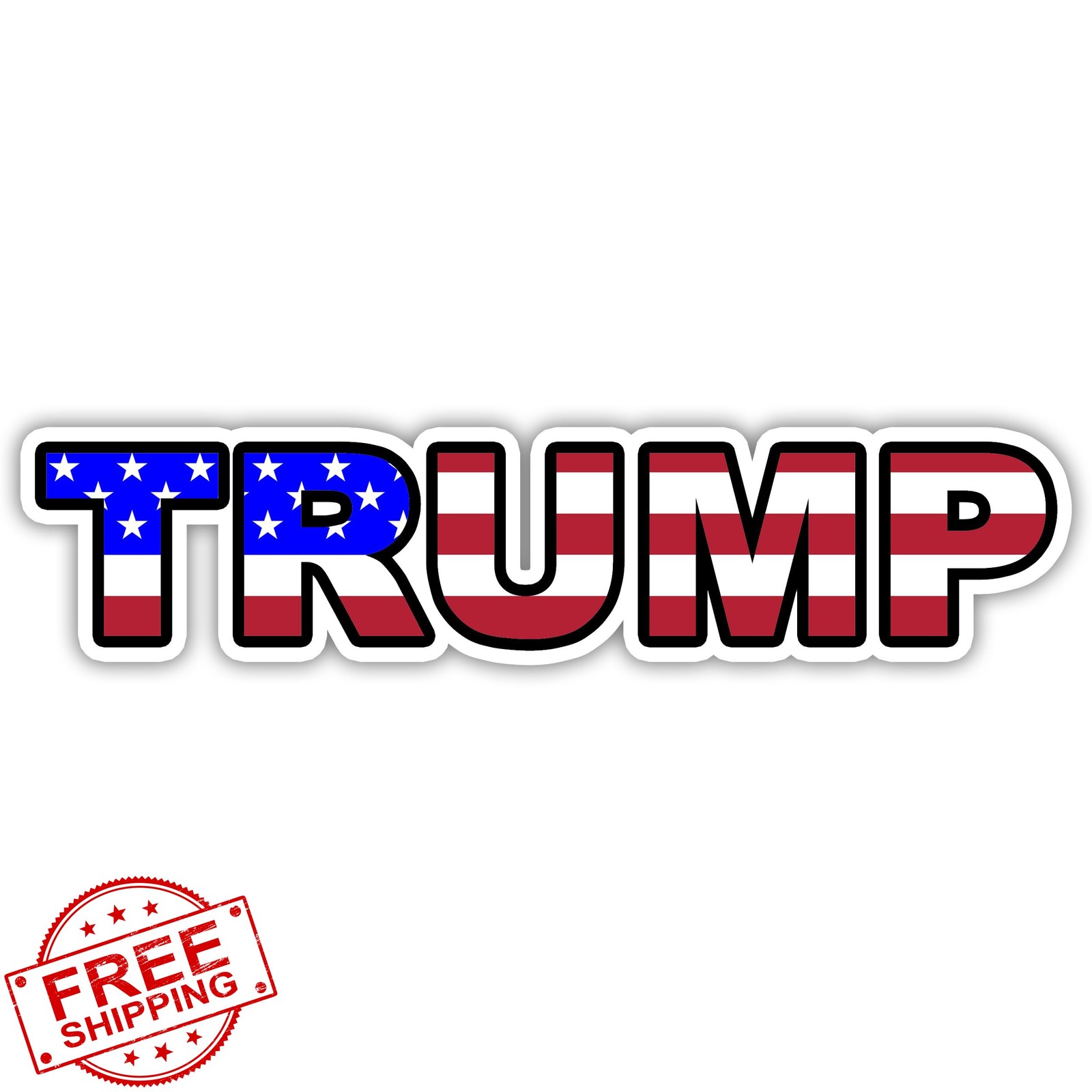 Black Diamond Art Trump Flag Sticker 9″ x 2″ Vinyl Decal