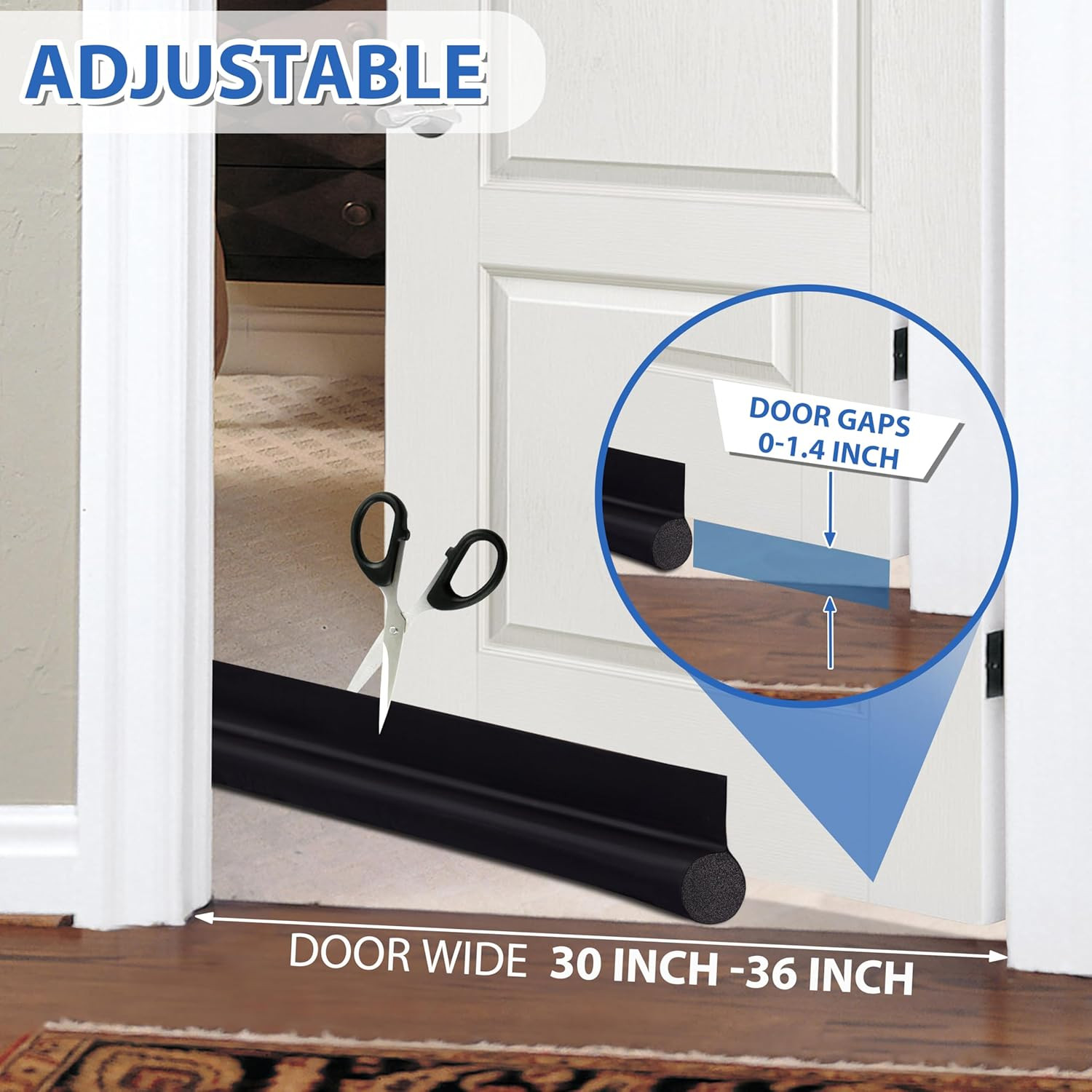 Door Draft Stopper 36 Inch Black Adjustable Door Draft Blocker Front Door Draft