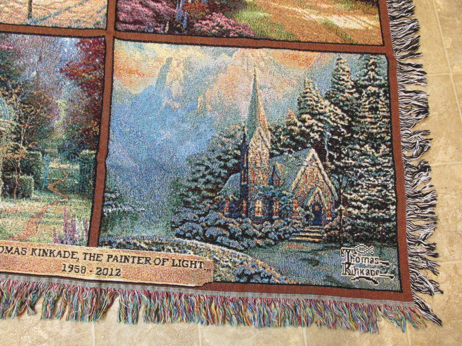 Thomas Kincade Painter of Light Tapestry Throw Blanket Seasons 52 x 62