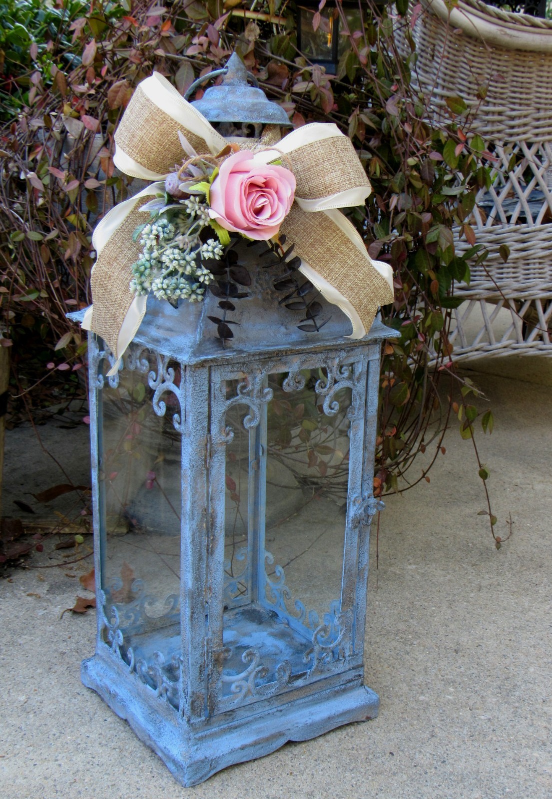 Cottage Blue Candle Lantern,French Blue,Shabby,Farmhouse,Events,Centerpiece,20.5