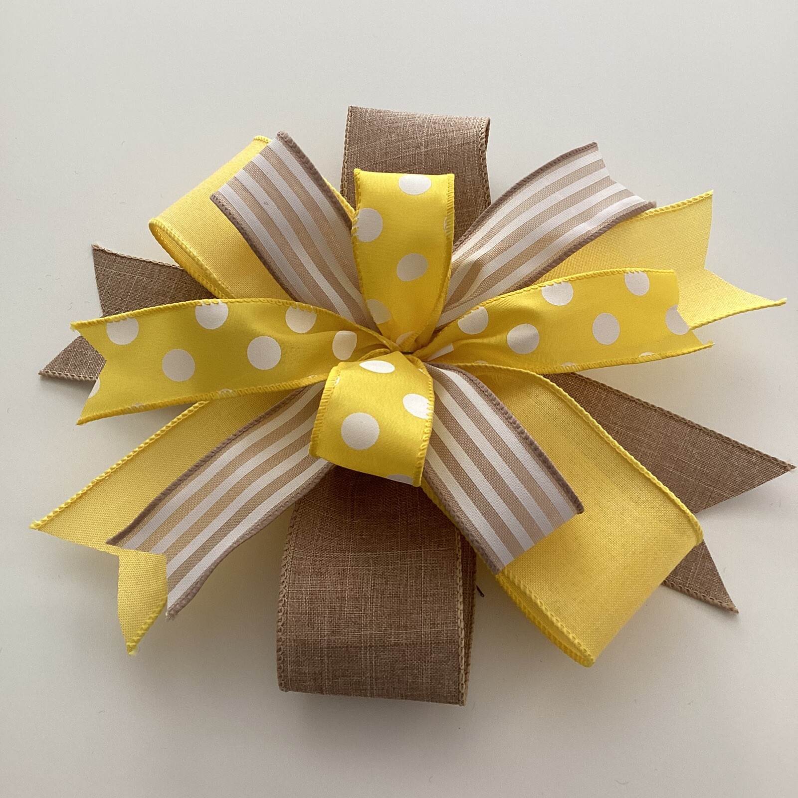 Beige & Yellow Wreath Bow, Everyday Bow, Lantern Bow, Everyday Lantern Bow