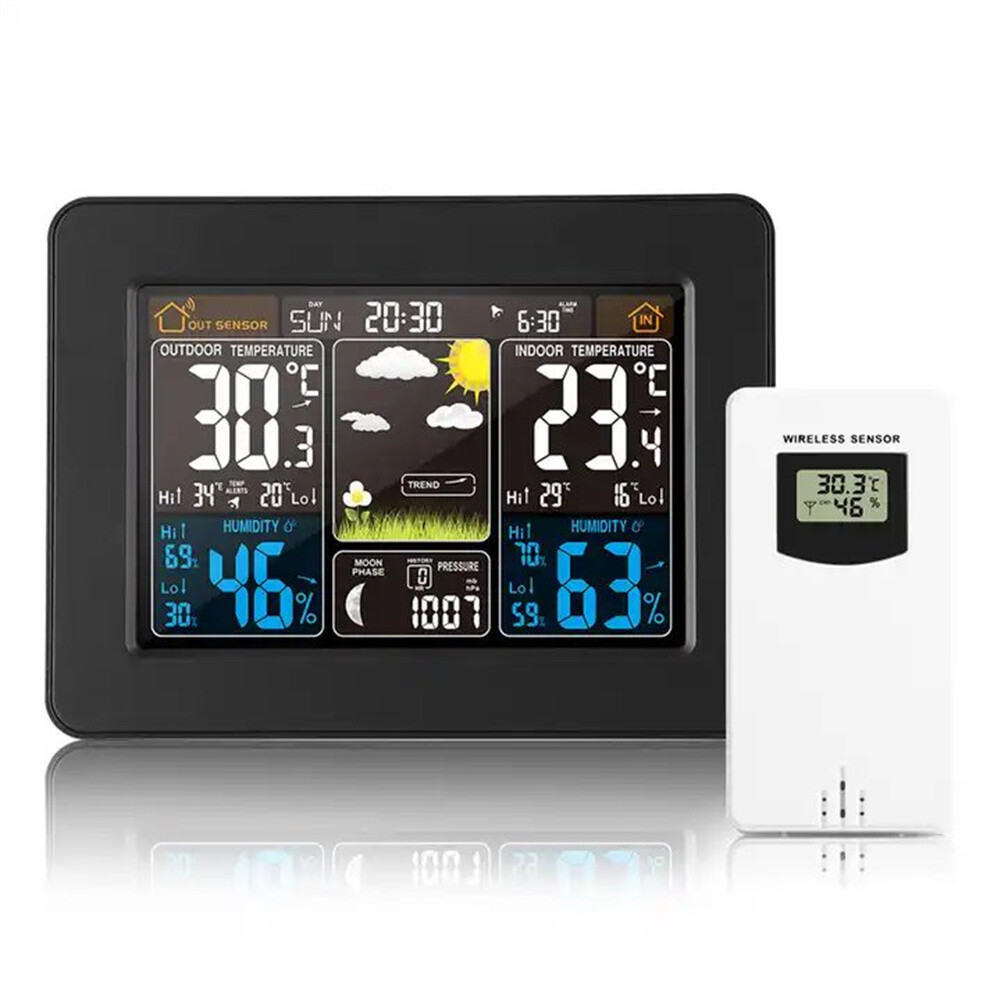 Wireless Digital LCD Indoor Outdoor Weather Station Clock Calendar Thermometer