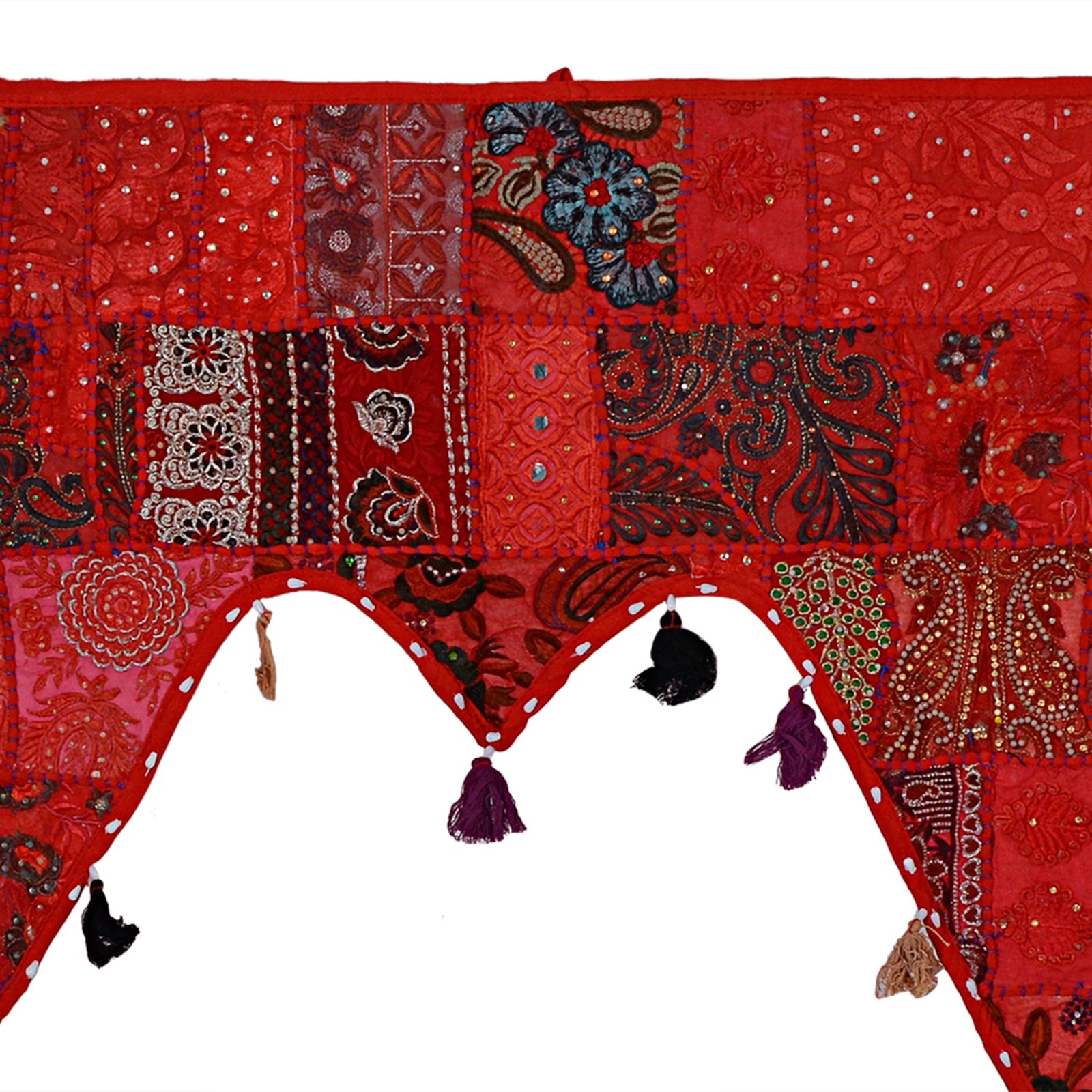 Indian Embroidered Toran Door Hanging Vintage Patchwork Valances Wall Hanging