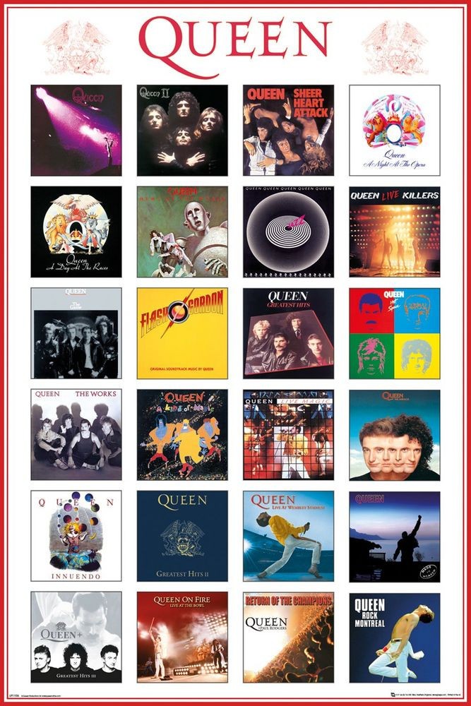 Poster Studio B – Queen Album Covers List Chart Music Band 24×36″ NEW P1158