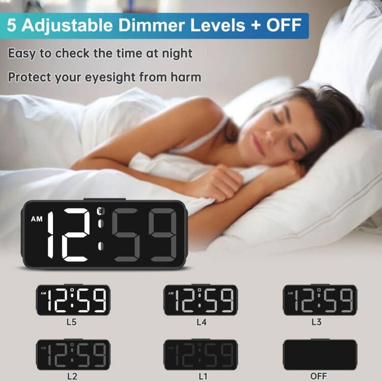 Digital Alarm Clock for Bedrooms – Plug in Electric Clock Big Numbers for Desk