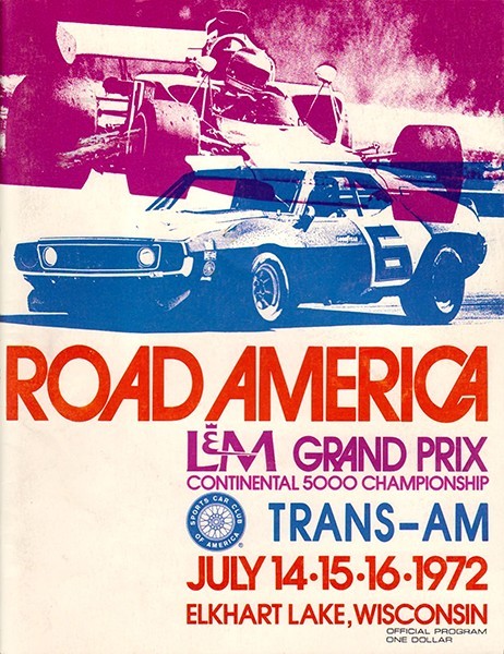 1972 Road America Grand Prix Continental Trans AM Elkhart Lake Wisconsin Poster