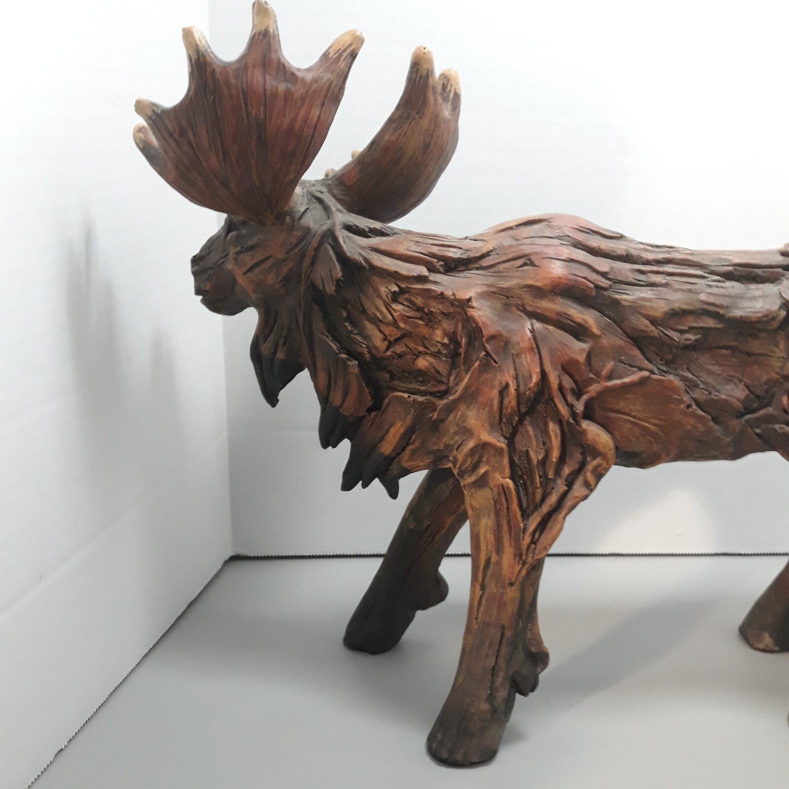 Large Rustic MOOSE Sculpture Mountain Lodge Lake Home Faux Wood Rural 14″ x 12″