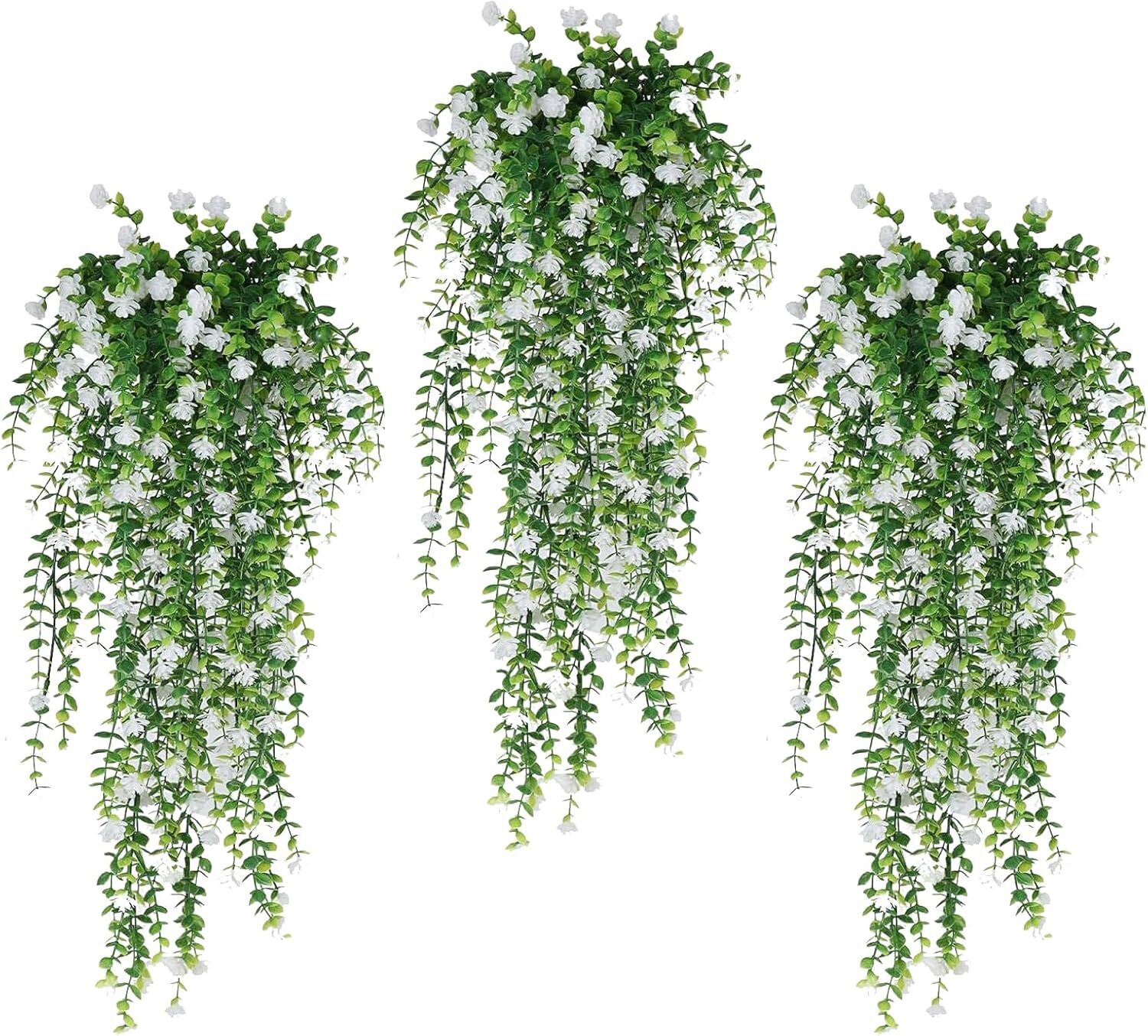 8pc Artificial Hanging Plant Fake Eucalyptus Leaf Vine Home Garden Outdoor Decor
