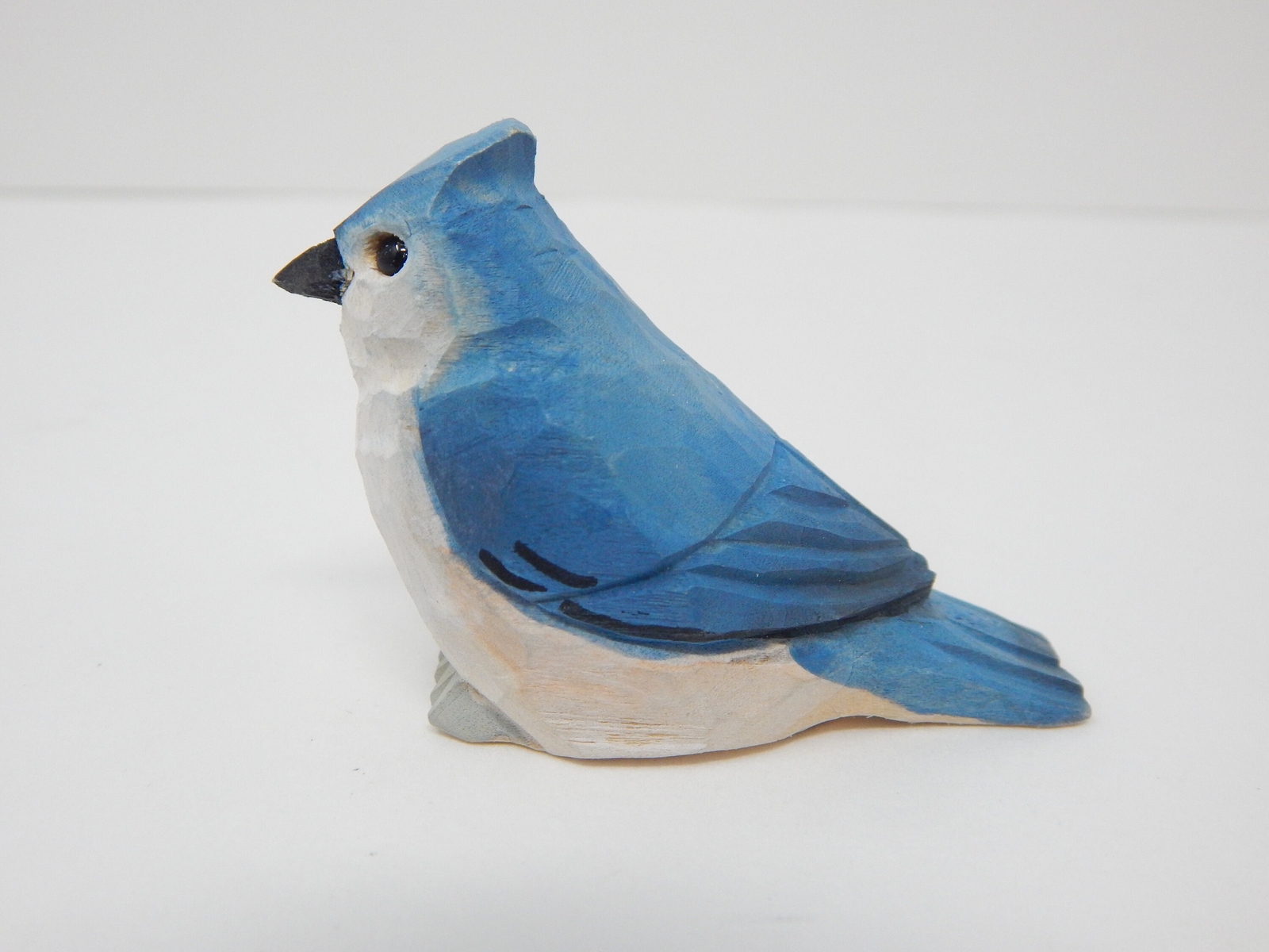Tufted Titmouse Bird Wood Handmade Figurine Statue Small Sculpture Decor Mini