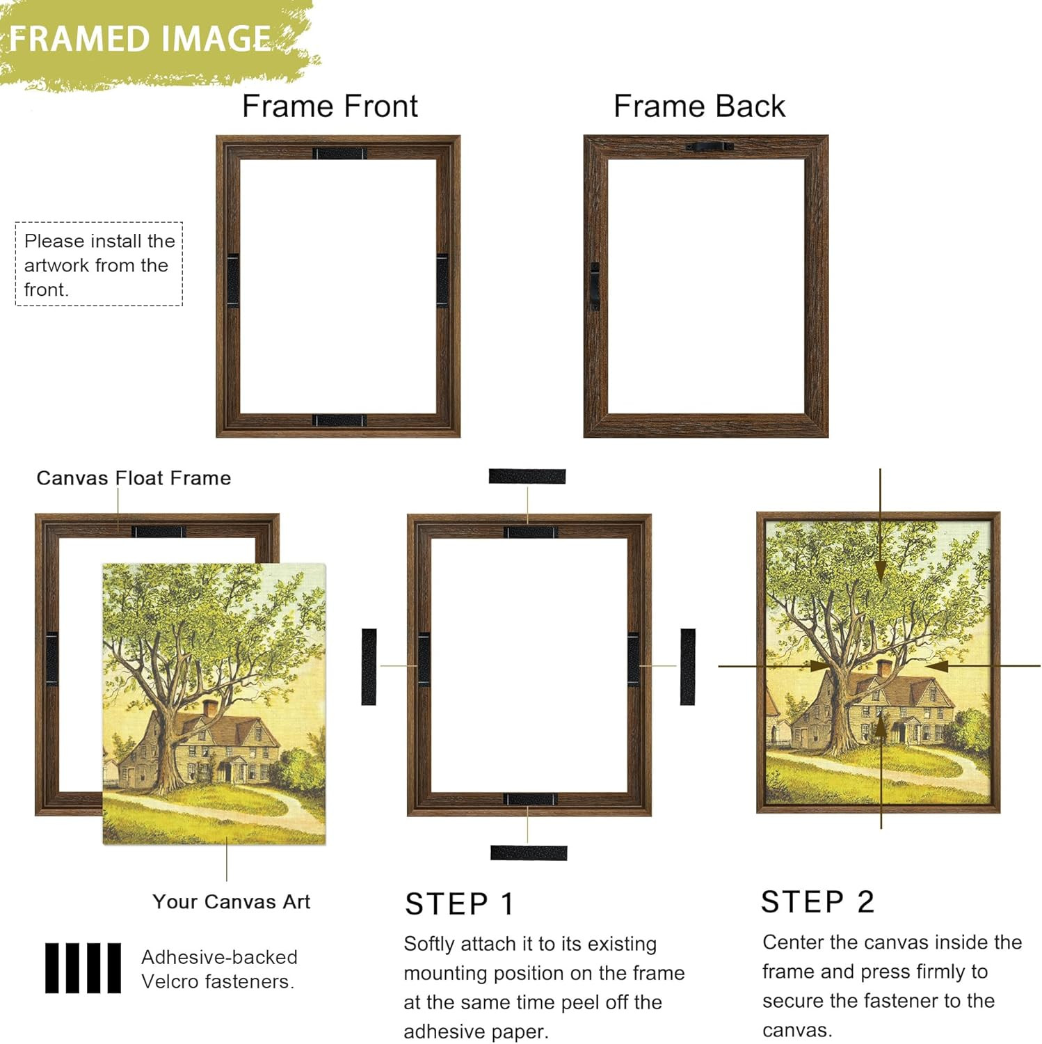 Abtgt 12X16 Canvas Floating Frame with 0.9″ Deep, Brown Floater Frame for Canvas