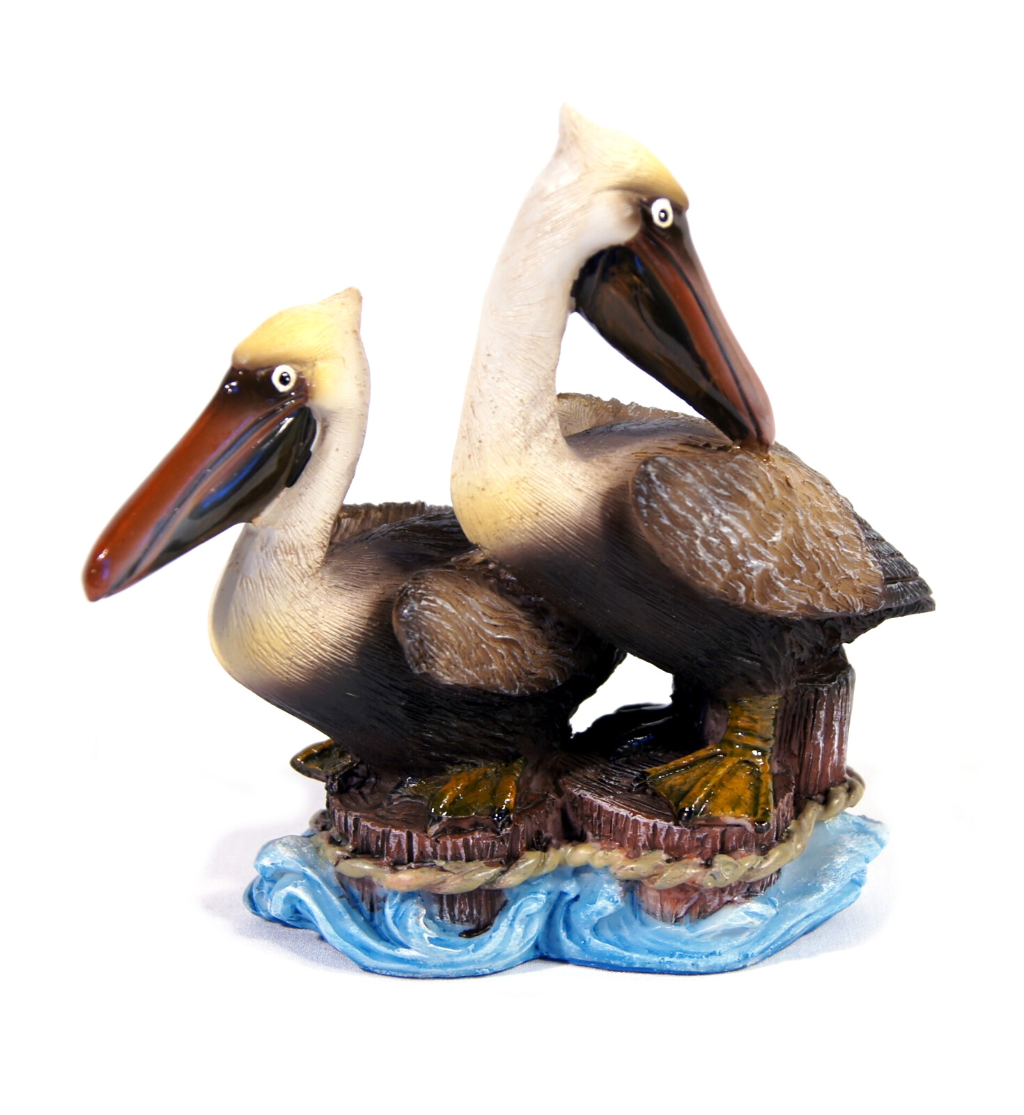 Hand Painted 4.5″ Twin Pelican Sea Birds Lover Statue Figurine Sculpture 68P-DD
