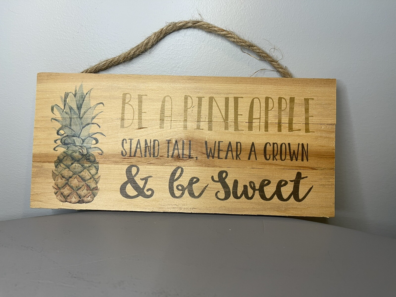 P. Graham Dunn Wood Sign Wall Art Plaque Pineapple- Stand Tall