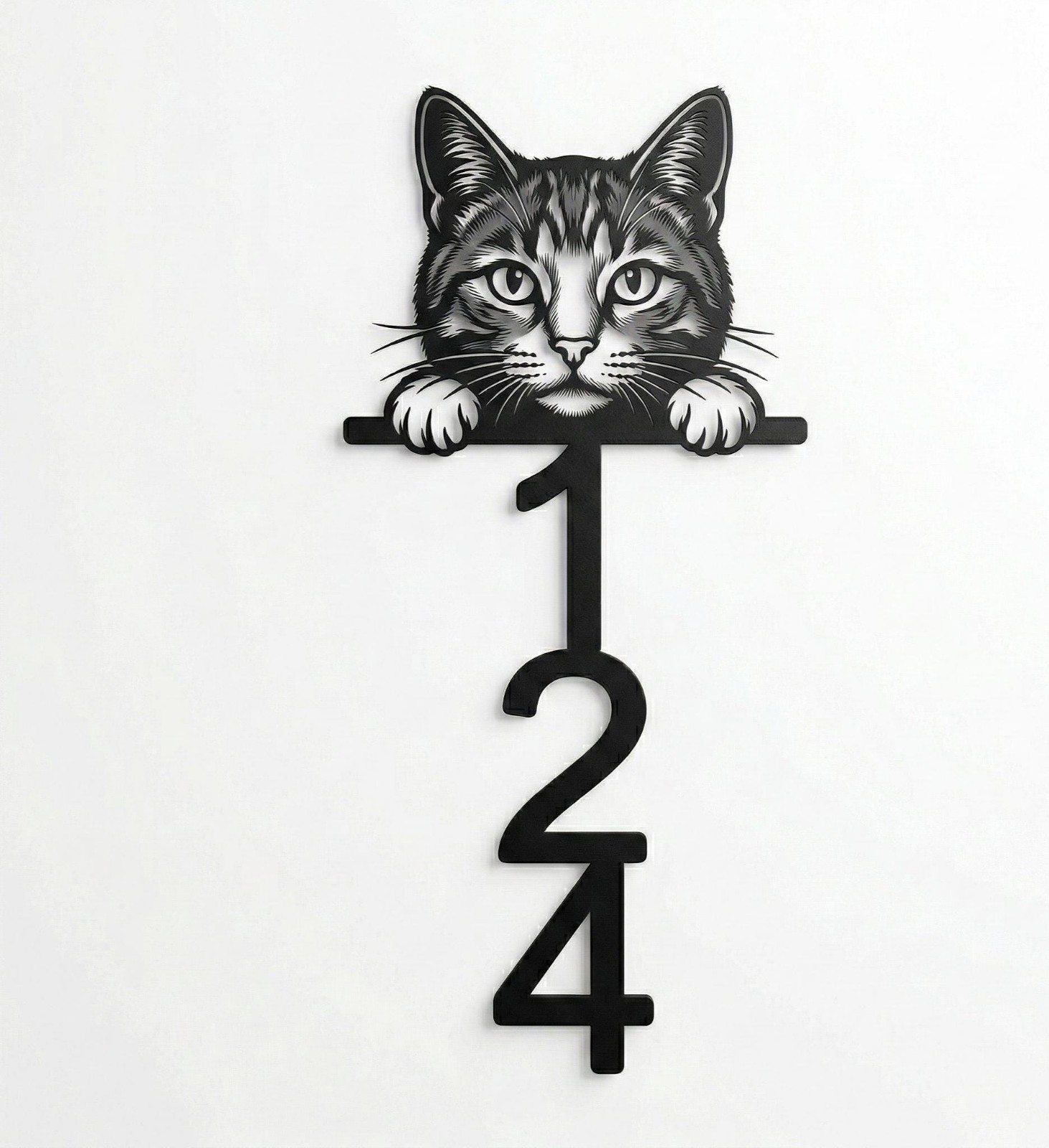 Custom Cat House Numbers Vertical Metal Address Sign Outdoor Home Decor