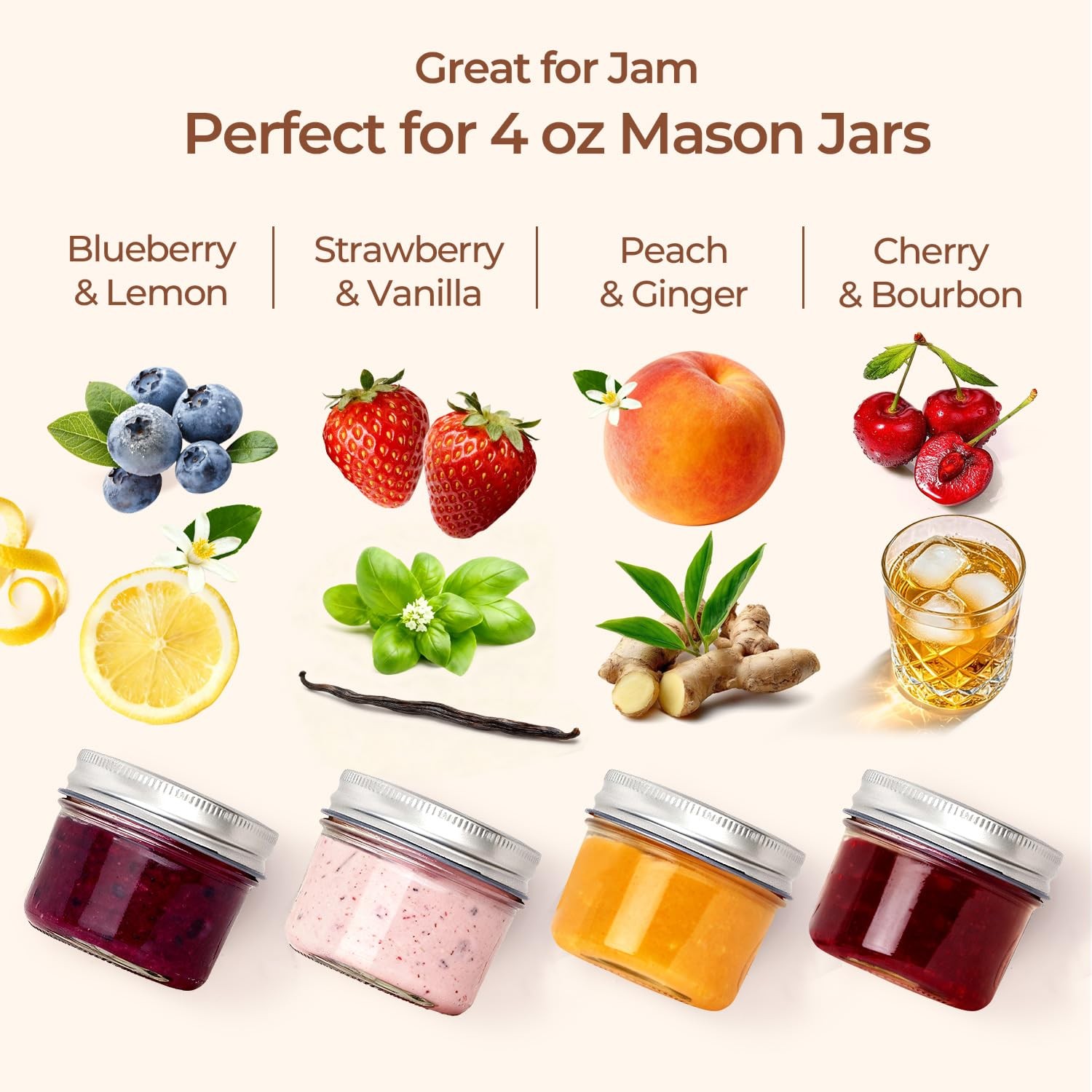 8 Pack 4 Oz Clear Mini Mason Jars Regular Mouth Glass Storage