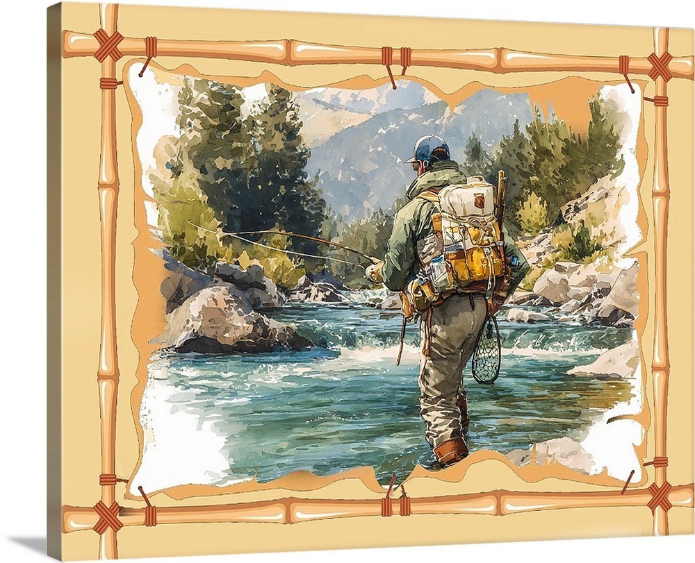 Snake River Wyoming fly Fishing Heaven Canvas Wrap Wildlife Wilderness Art