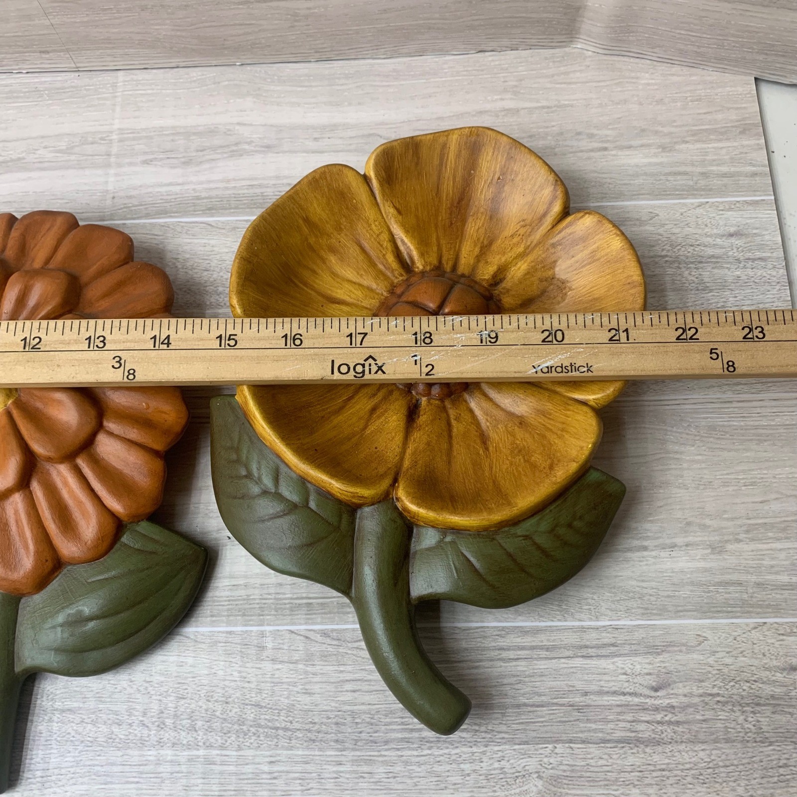 Vintage 70s Style Floral Wall Decor Set 3 Sunflower Zinnia Poppy Retro Flowers
