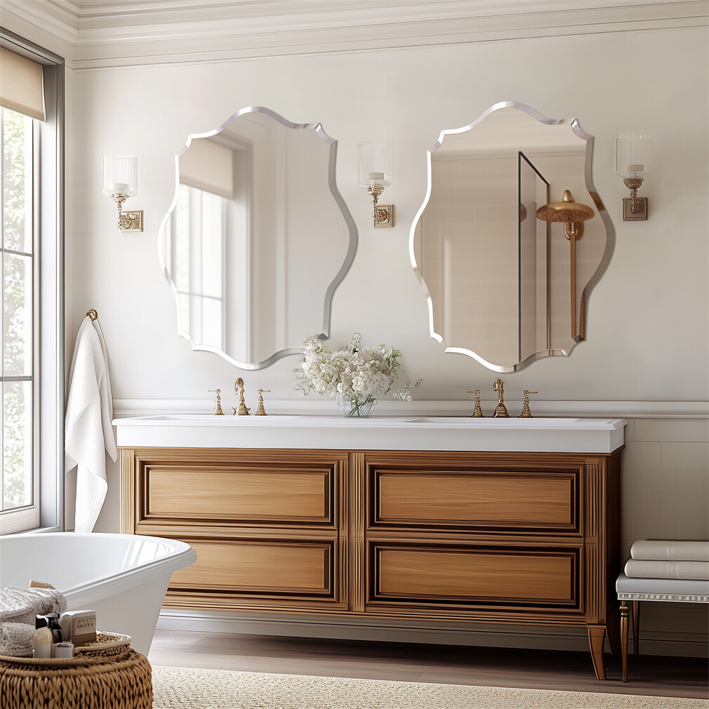 Irregular Decorative Wall Mirror Unframed Vanity Mirror for Bathroom Living Room
