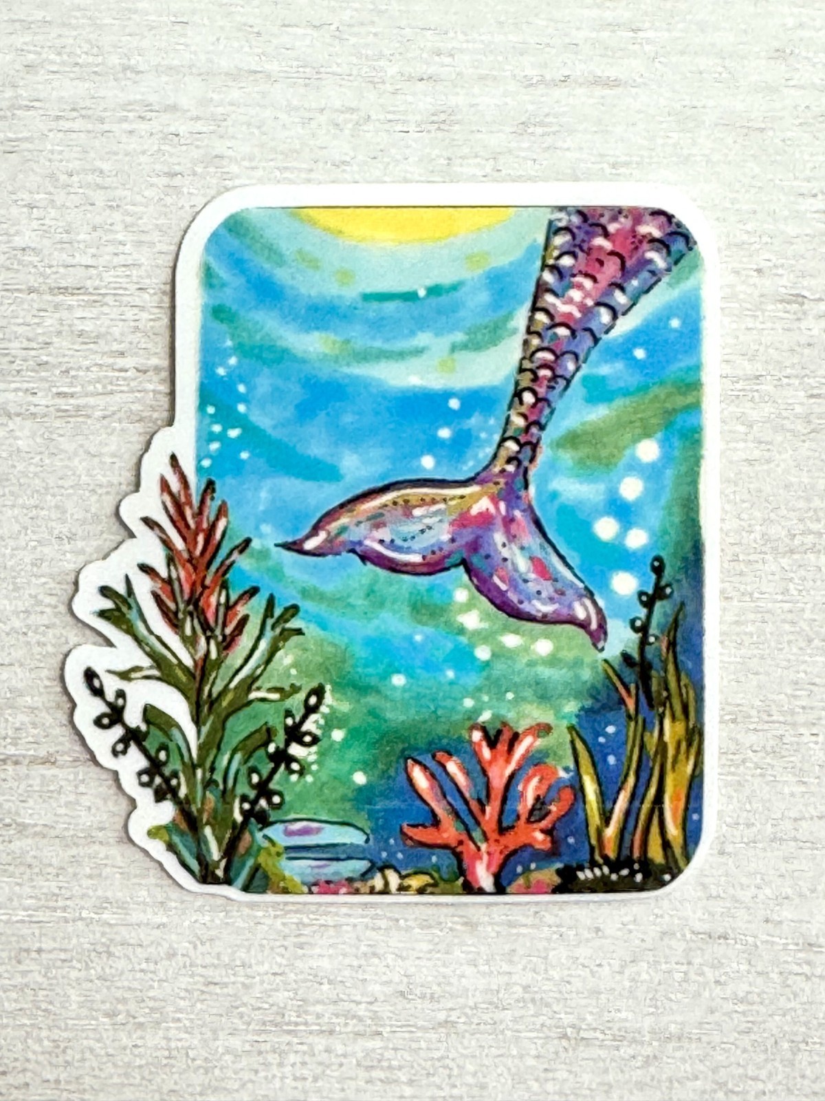 Mermaid Sticker, ACEO Under the Sea Sticker, ACEO Decal, Waterproof, Ocean
