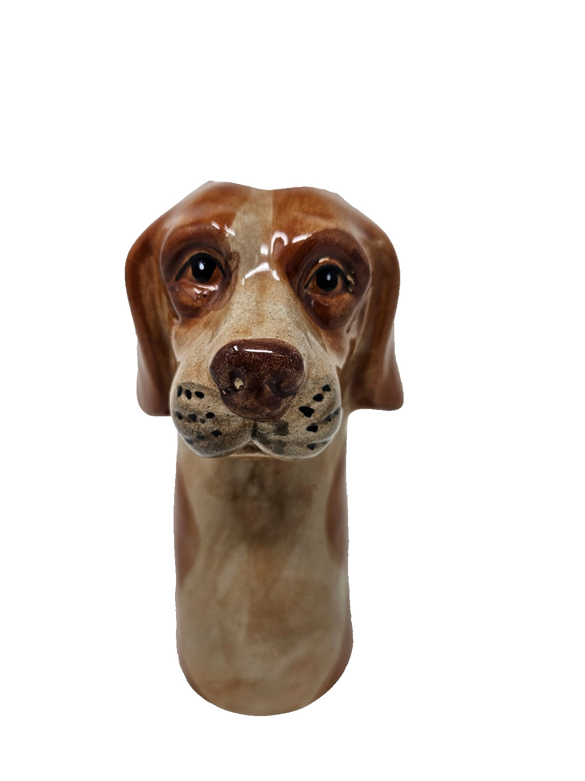 ANTHROPOLOGIE Blood Hound Dog Bud Vase Brown White Stonewear Decorative
