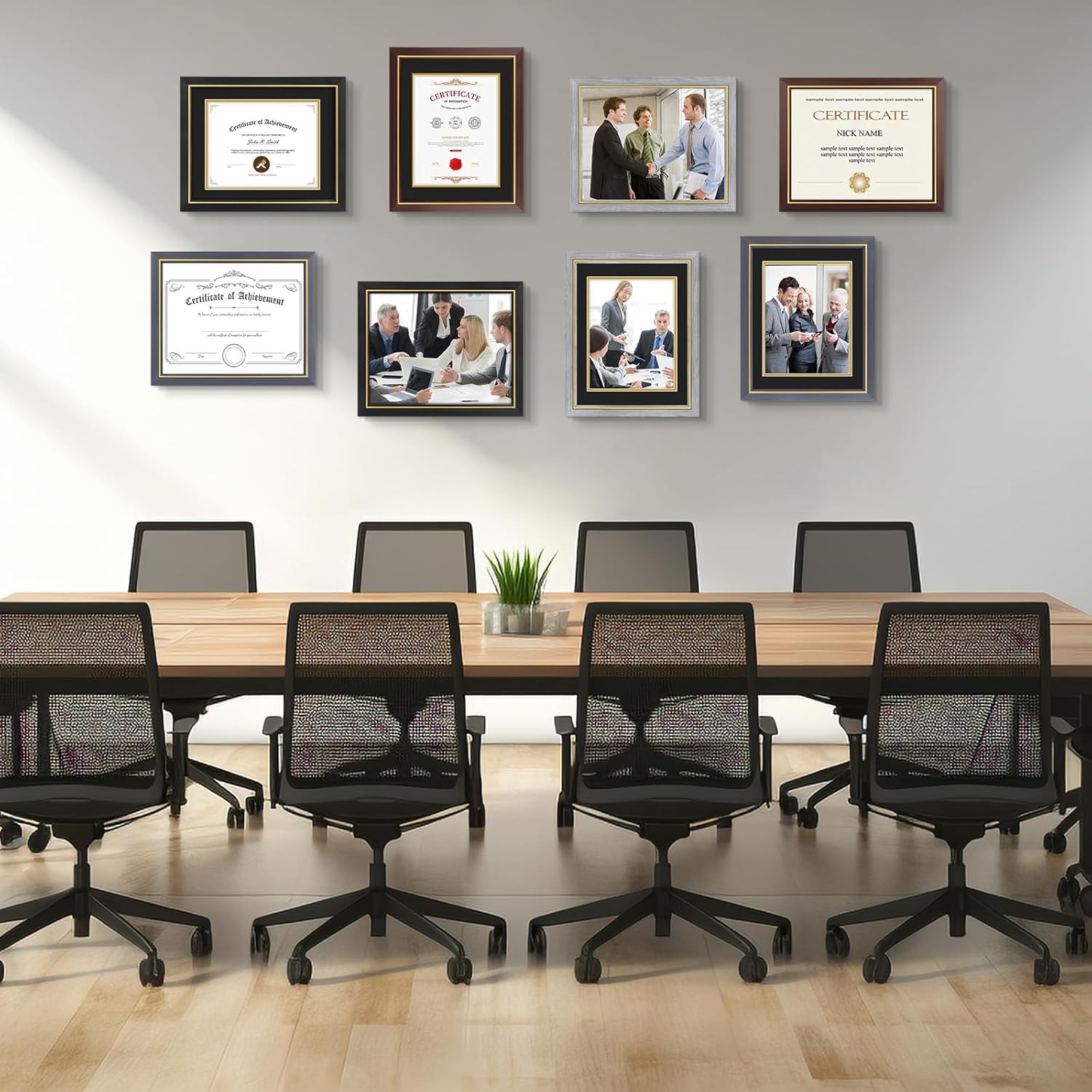 11×14 Diploma/Certificate Frame with Double Mat for 8.5×11 Document Real Glass