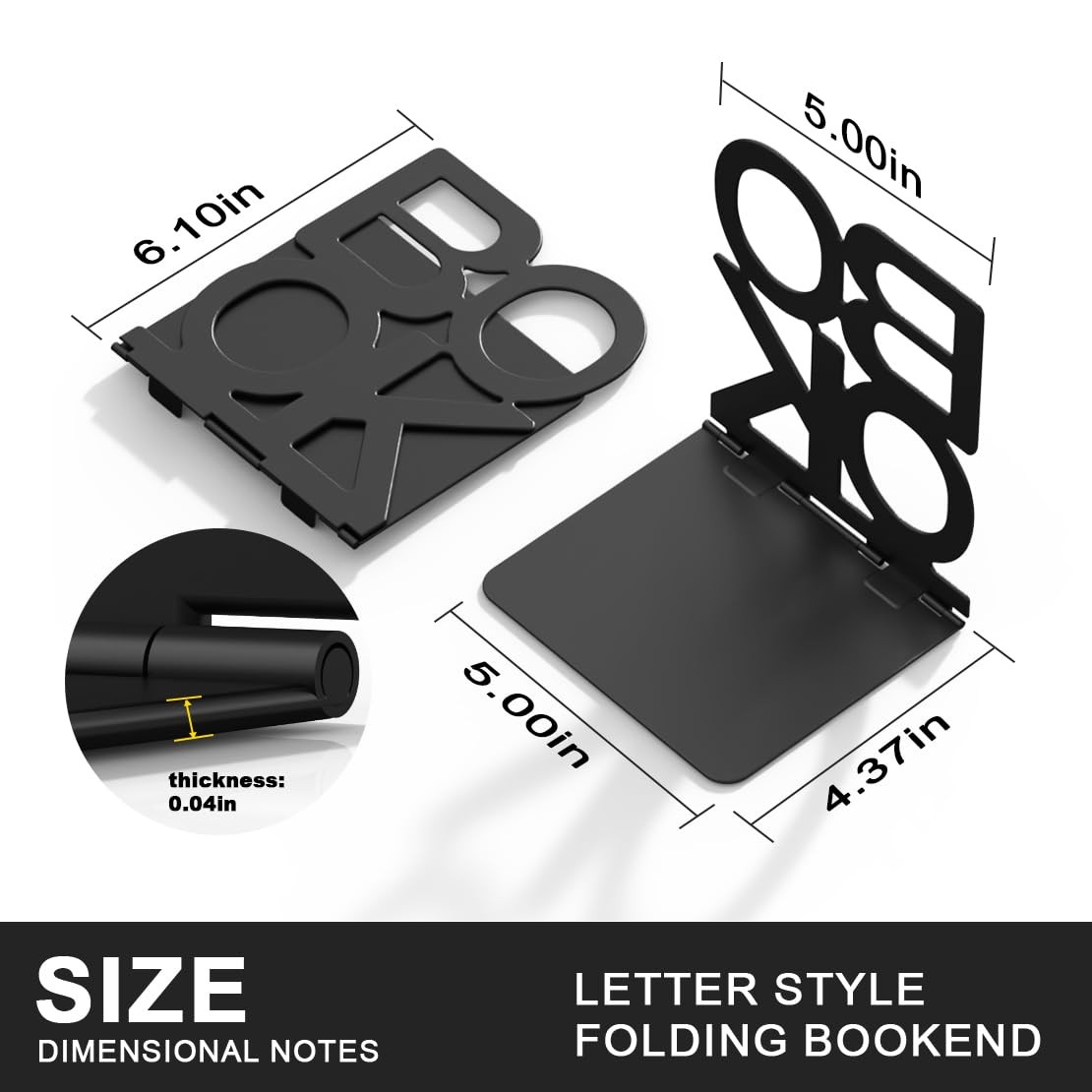 Book Ends,Bulk 1 Pair Bookends Folding Book Ends Metal Bookend (1 Pair)