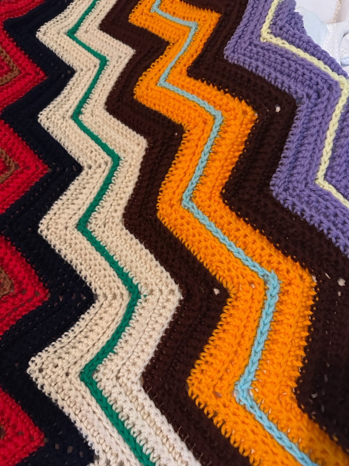 88″x78″ Handmade Afghan Chevron Zig Zag Blanket Crochet