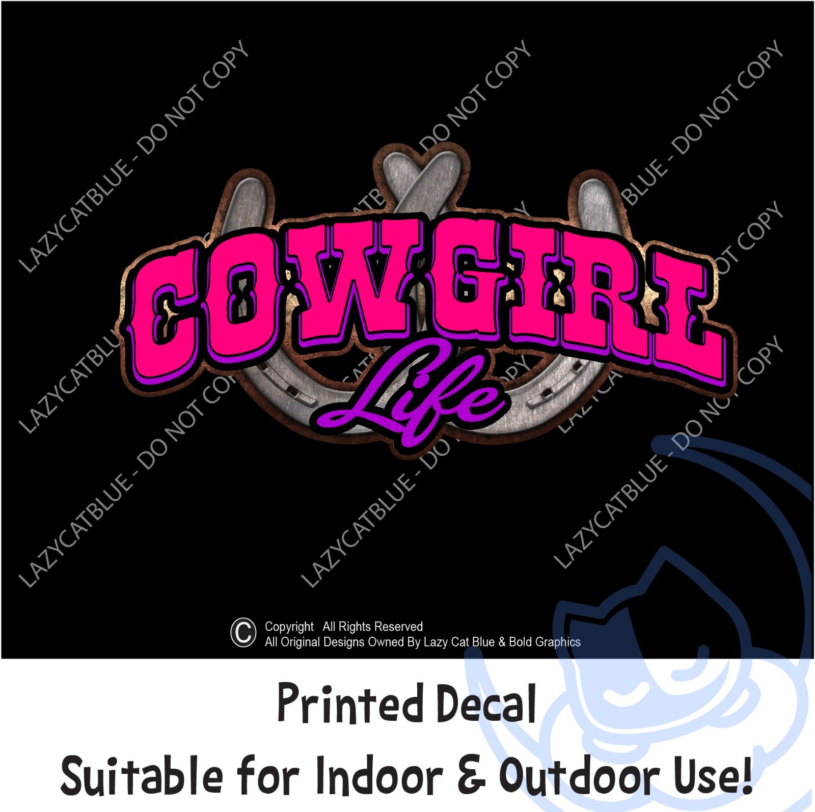 Cowgirl Life Decal Sticker Print & Die Cut Horseshoe Horse Ranch Country Western