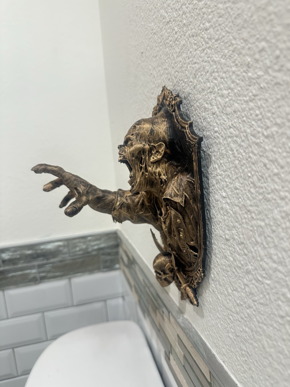 Hand Painted Zombie Wall Plaque Reaching Undead Gothic Horror Wall Decor Art