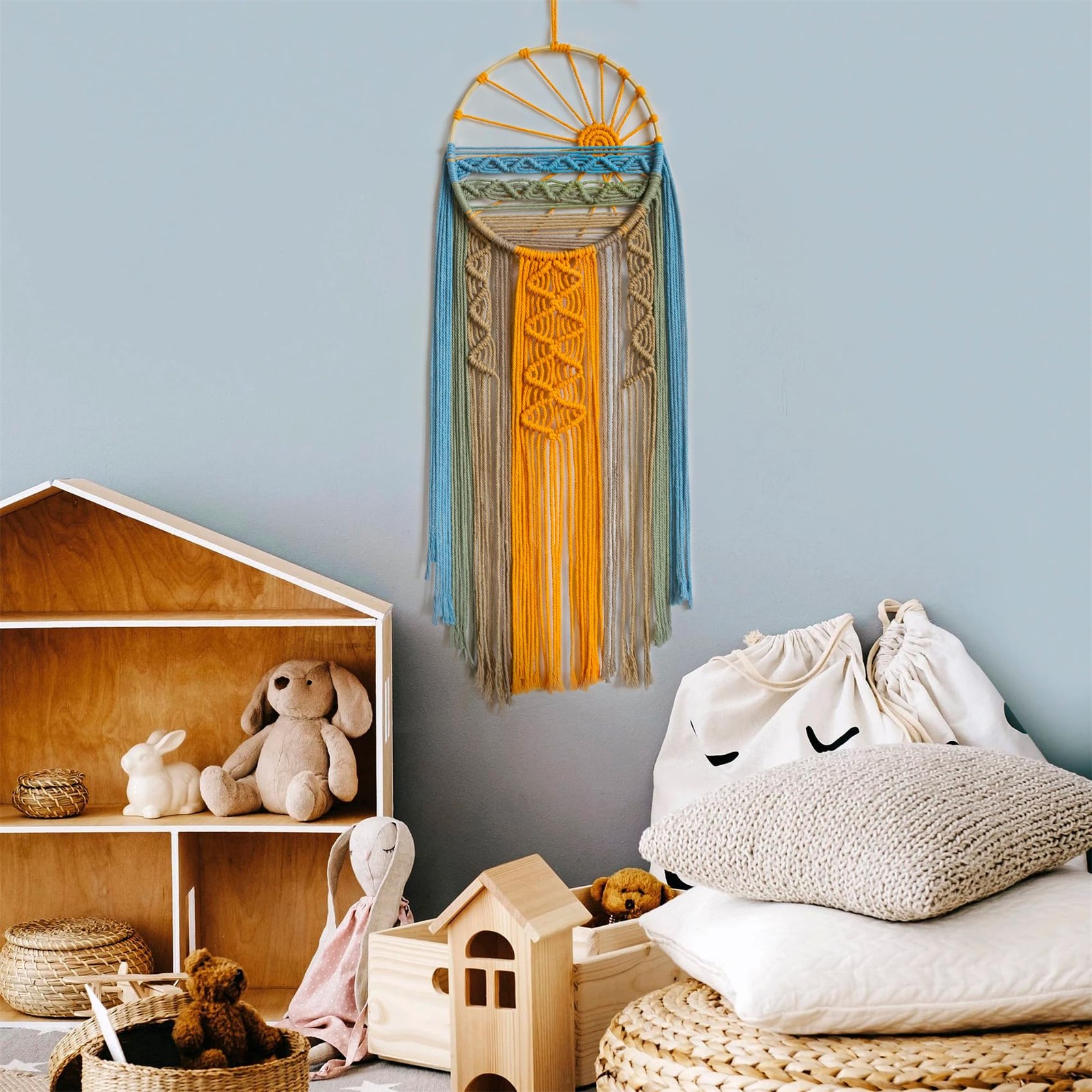 Macrame Wall Hanging Boho Macrame Wall Decor, Sunset Wall Art Dream Catcher H…