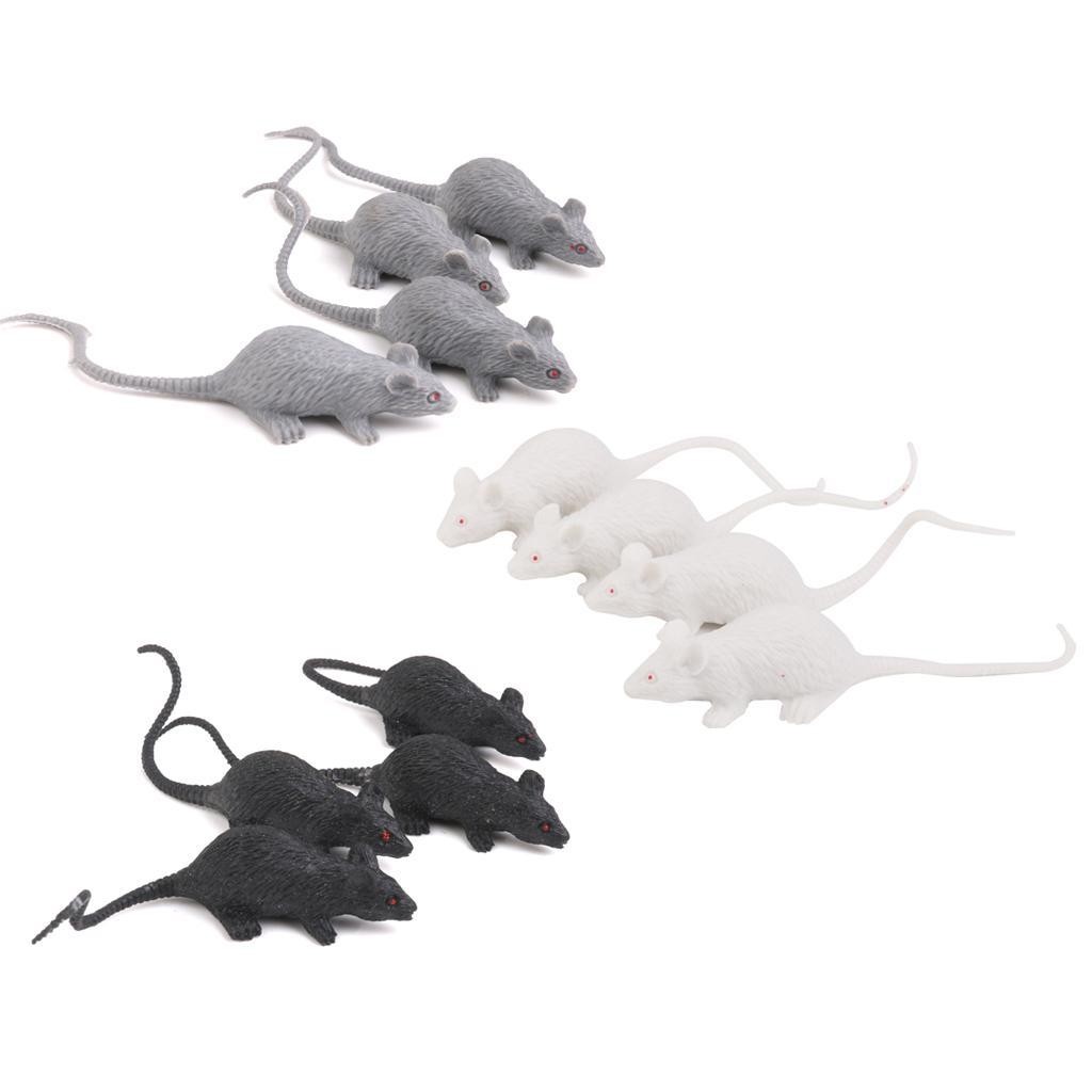 12 Pieces Vivid Rats Halloween Rodents Animals Model White