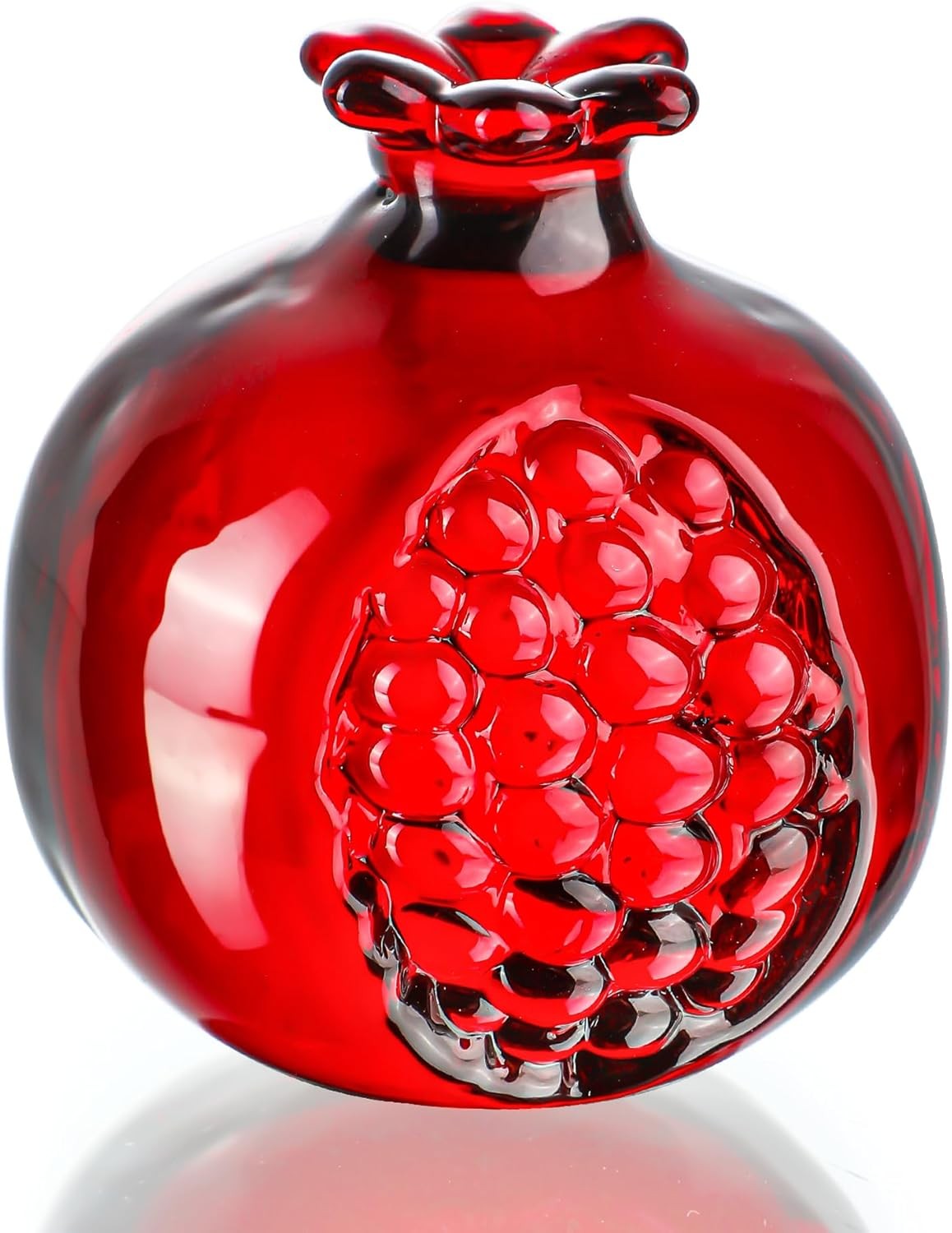 2inch Red Crystal Pomegranate Figurine Glass Pomegranate Artificial Fruit Paperw