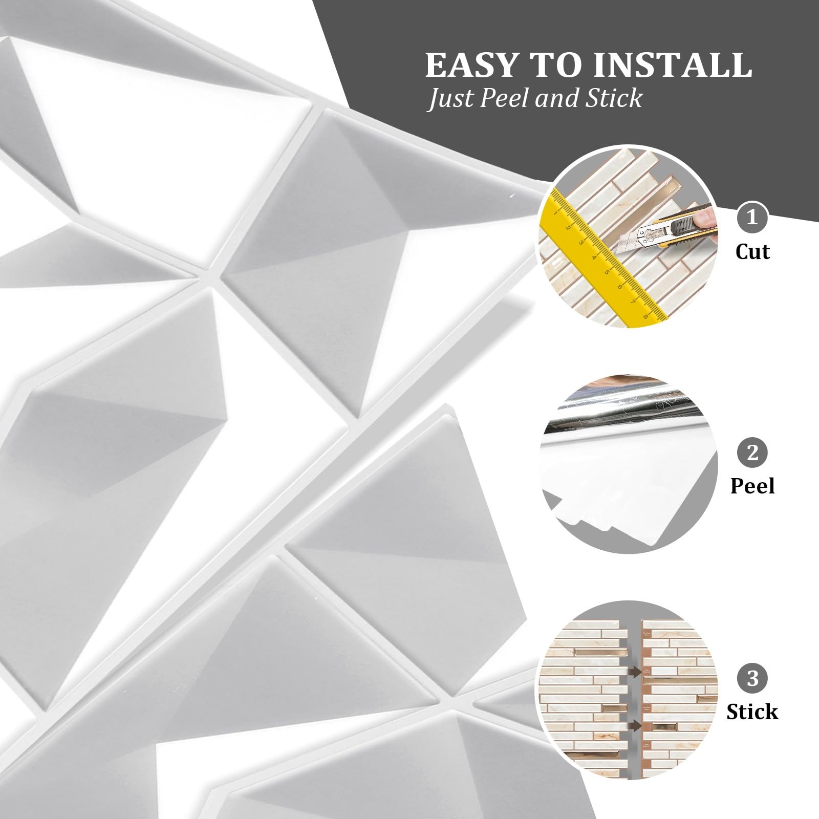 10-Sheet Peel and Stick Tile Backsplash 12″x12″x0.04″, Backsplash for Kitchen…