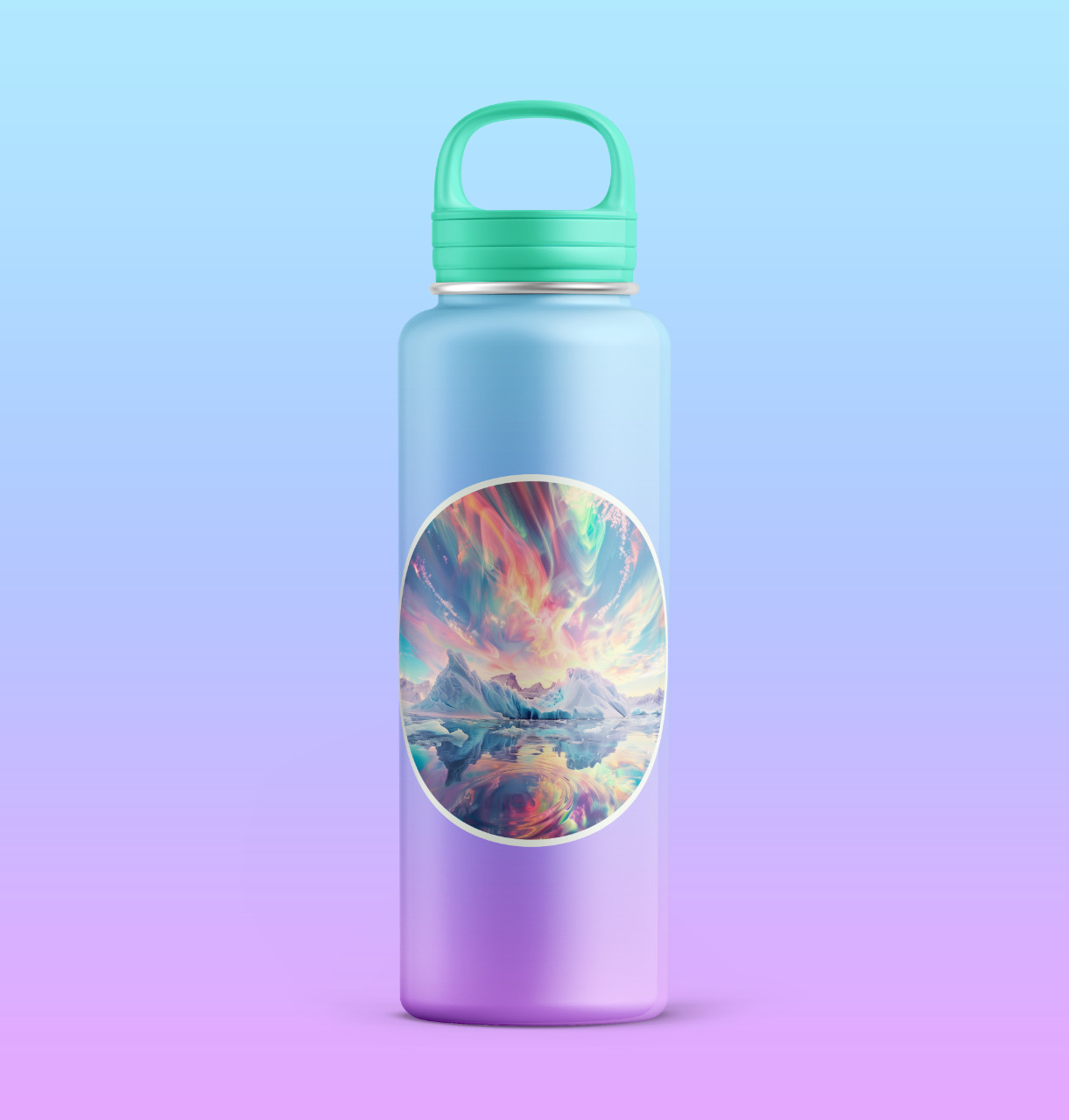Polar Aurora Borealis Sticker: Psychedelic Pastel Waterproof Sticker