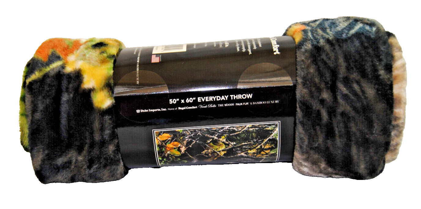 Regal Comfort Black Bear Woods Faux Fur Soft Everyday Throw 50″ x 60″ New T2246