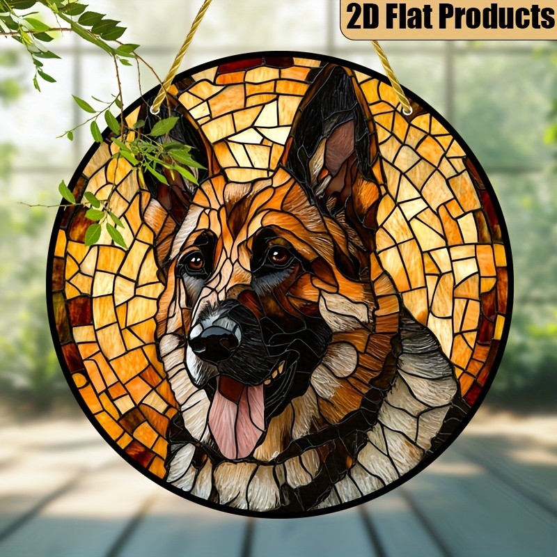 German Shepherd Mosaic Acrylic Suncatcher Dog Lover Window Hanging Decoration