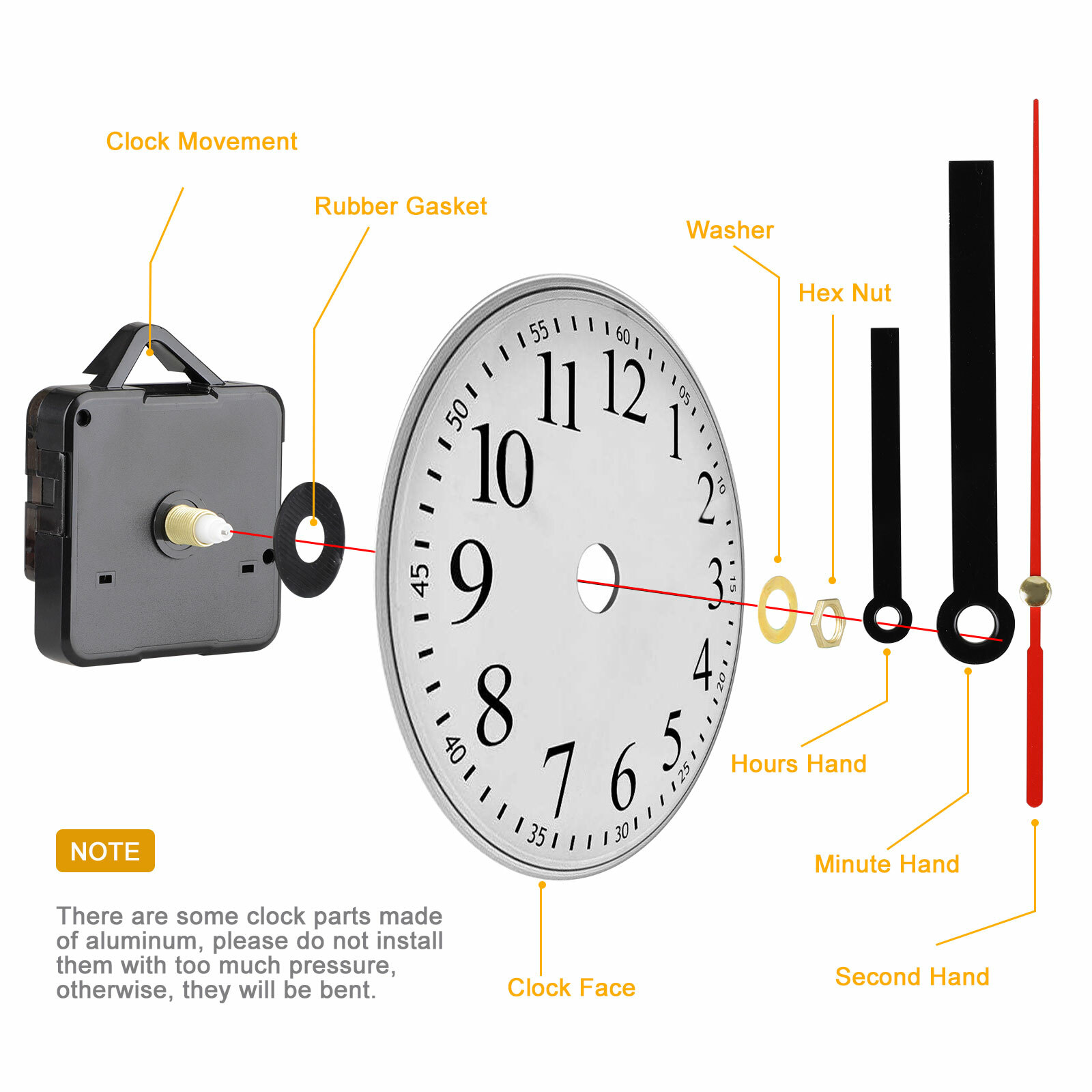 Replacement Quartz Wall Clock Movement Mechanism Motor With Hands & Fittings Kit