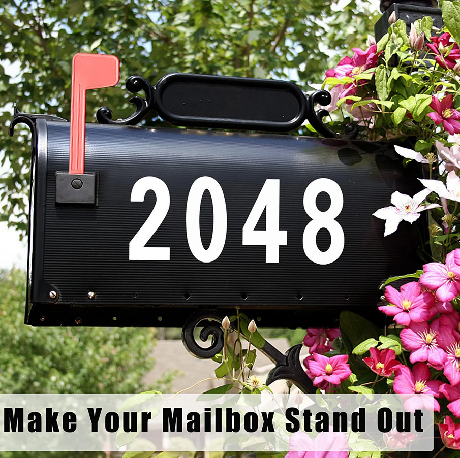 SET OF 2 Custom Mailbox Numbers Vinyl Decals / Stickers – Choose Size & Color
