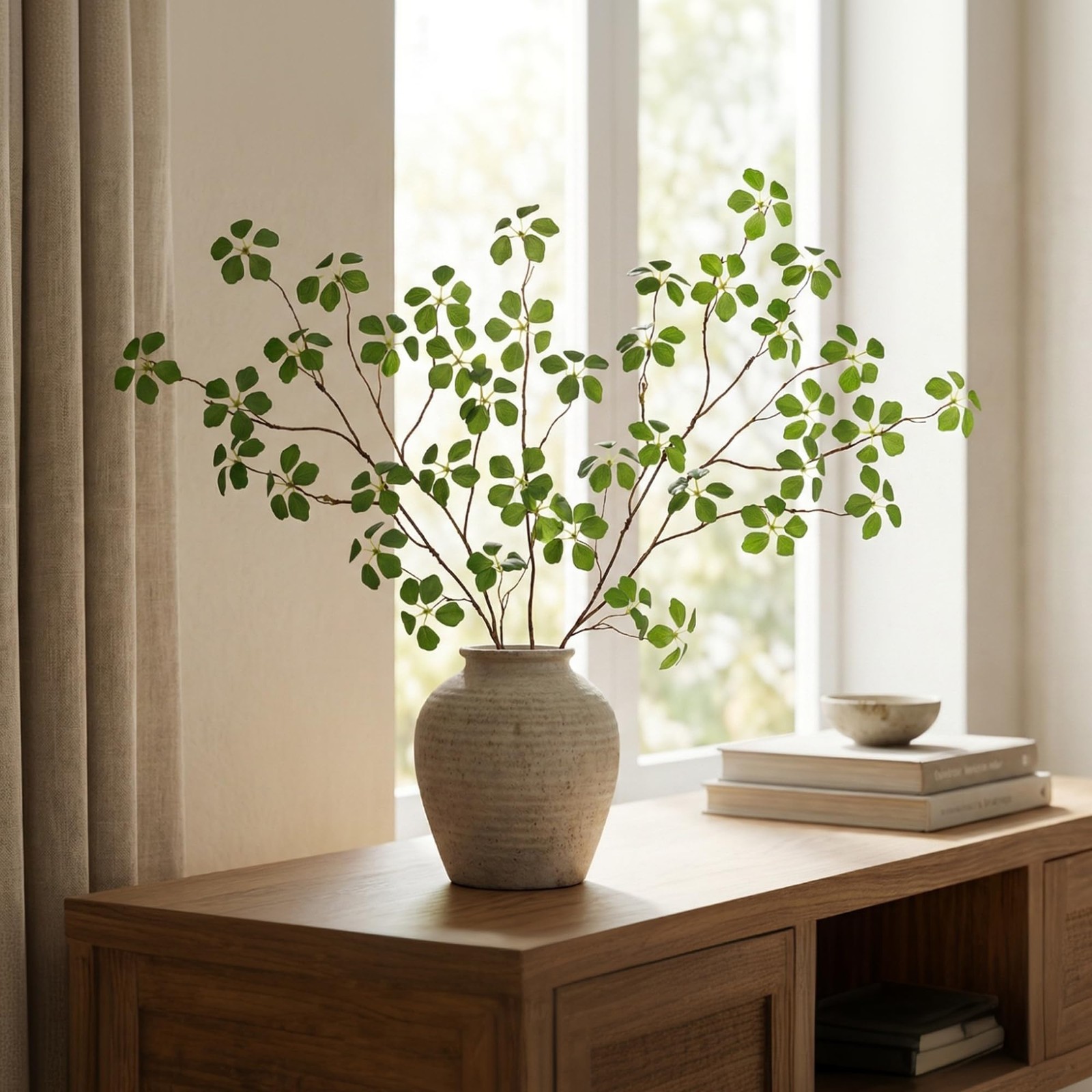 4PCS Fake Plants Stems, 33.5″ Fake Greenery Stems Artificial Plants Stems for…