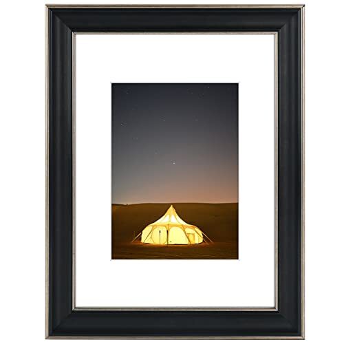 9×12 Photo Frame with White Mat for 6×8 Pictures Real Glass 1.25-Inch Wide