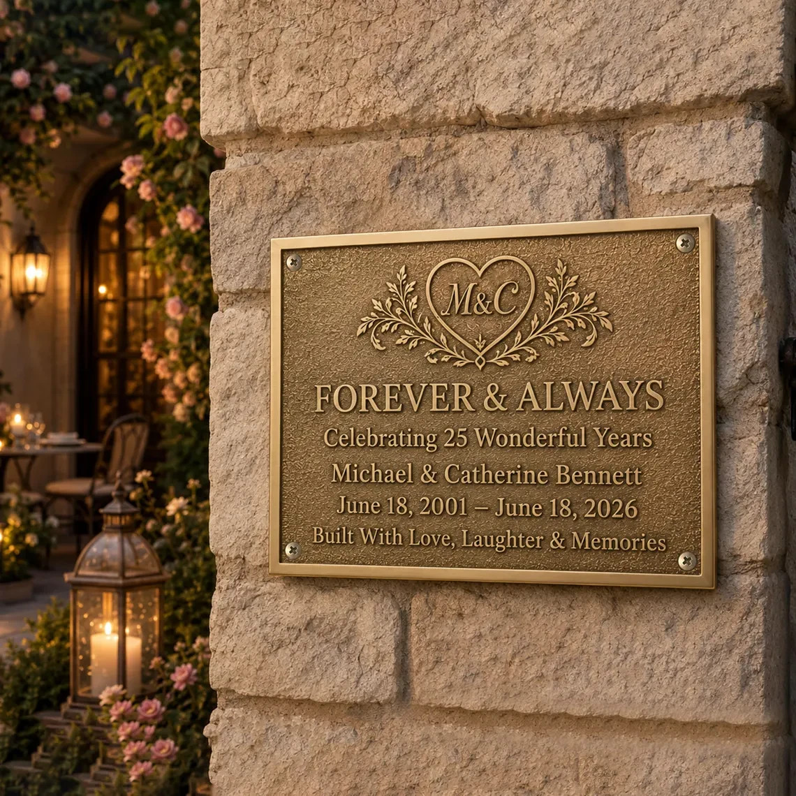 Custom Bronze Memorial Plaque, Personalized Garden Marker, Outdoor Name Plate