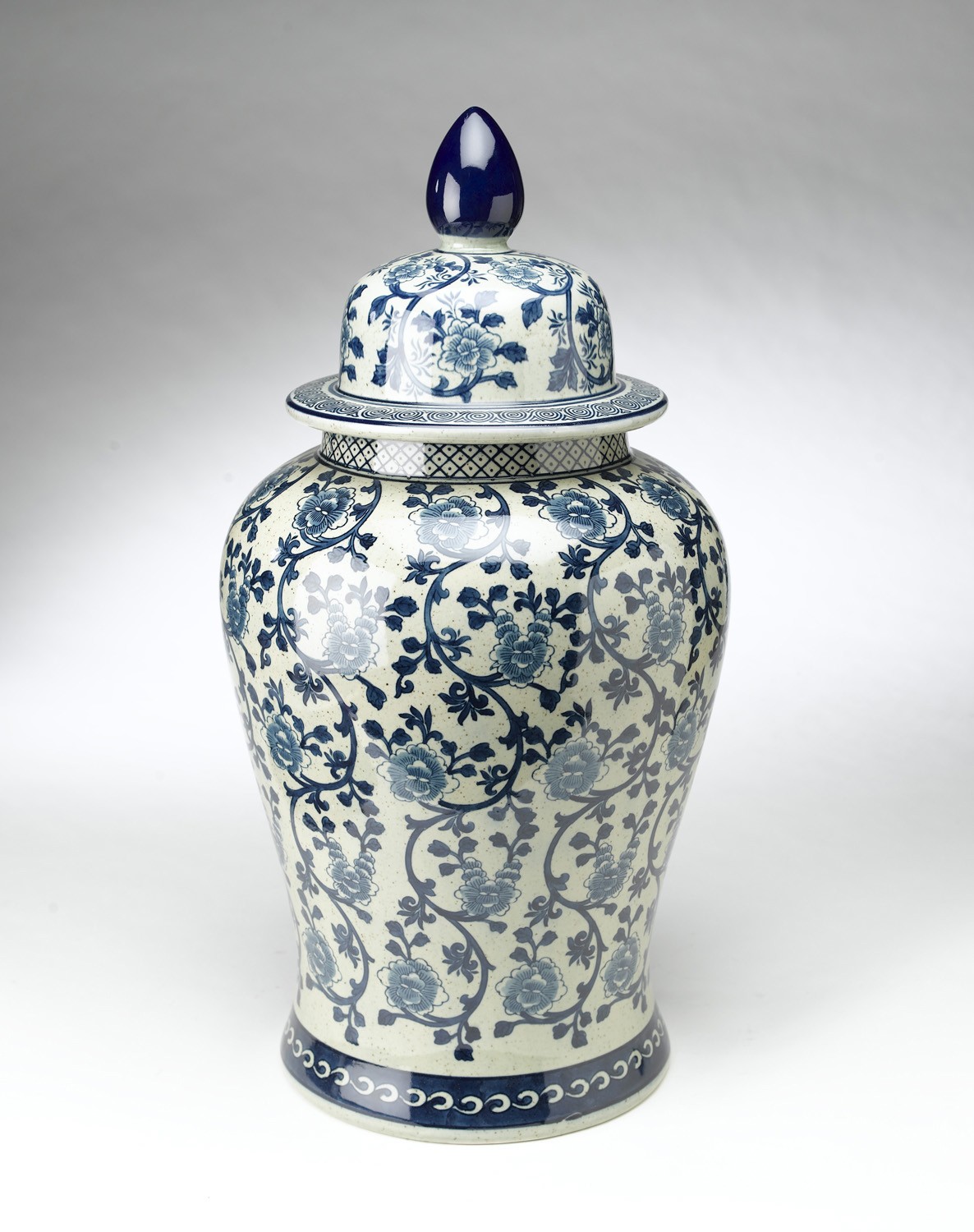 Zeckos AA Importing 59707 24 Inch Antiqued Pale Green And Blue Jar With Lid
