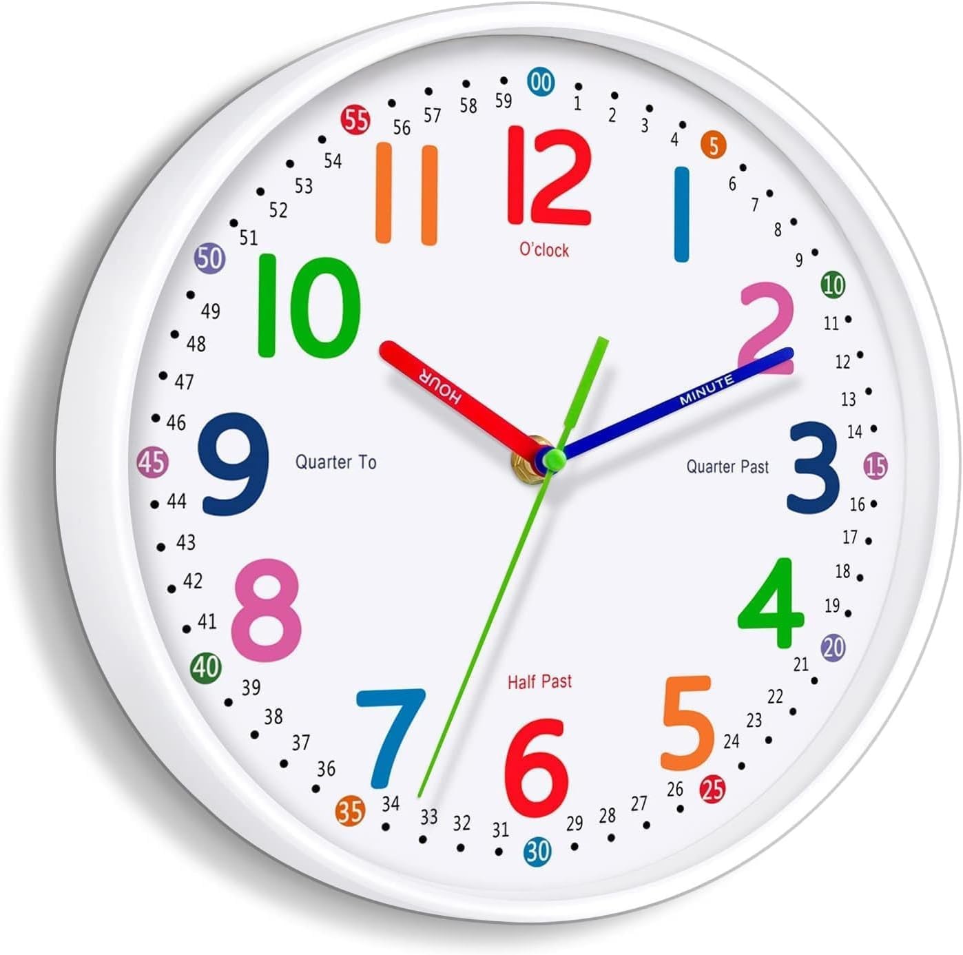 Silent Kids Wall Clock – Non-Ticking, Battery-Powered, Ideal for Teaching Time