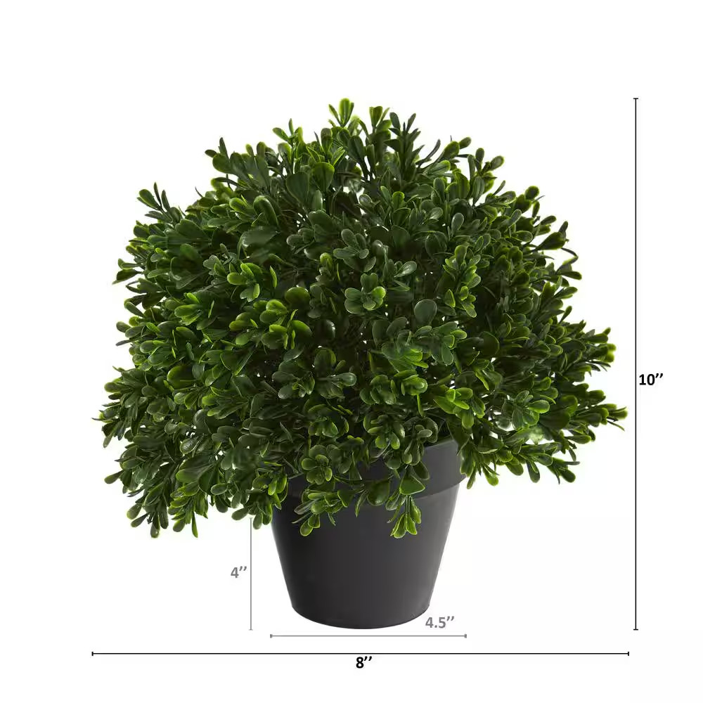 10 In. Boxwood Topiary Artificial Plant UV Resistant (Indoor/Outdoor)