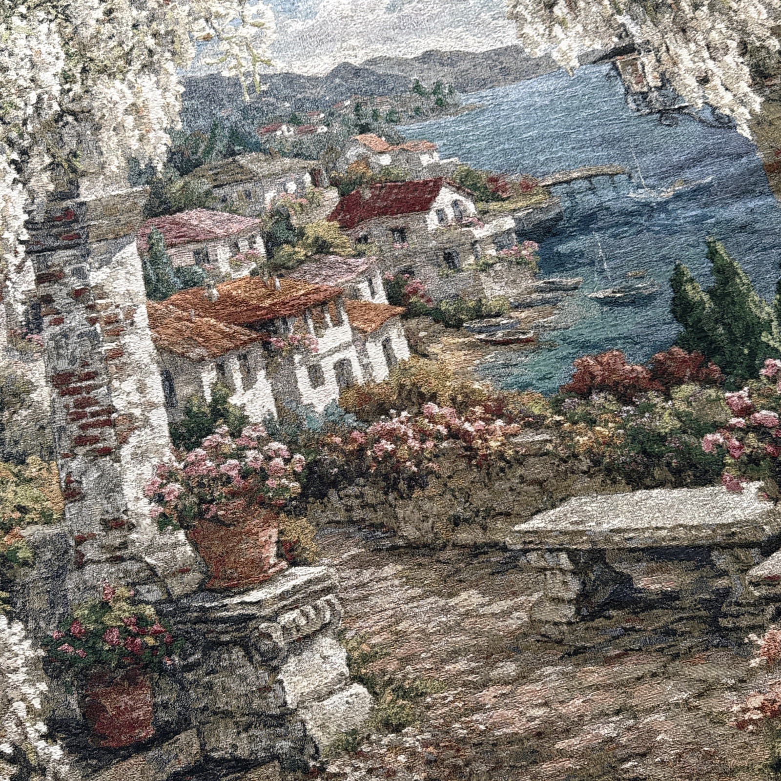 Mediterranean Renaissance Tapestry 51×52 Wall Art Hanging Garden Italian Villa