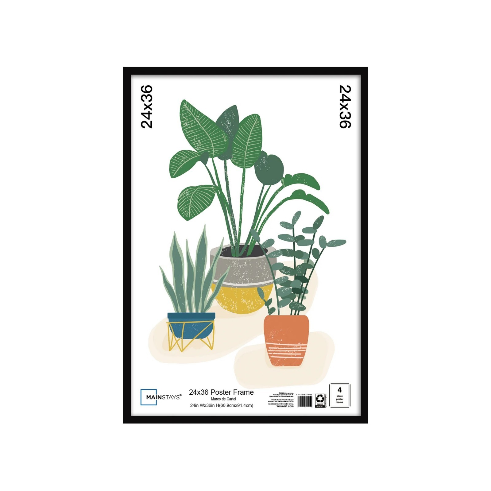 Mainstays 24×36 Picture Frame, Black Flat Profile Wall Photo Frame.