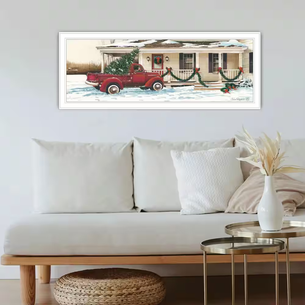 Framed 15 In. X 39 In. Preparing for Christmas White Wall Art for Living Room, B