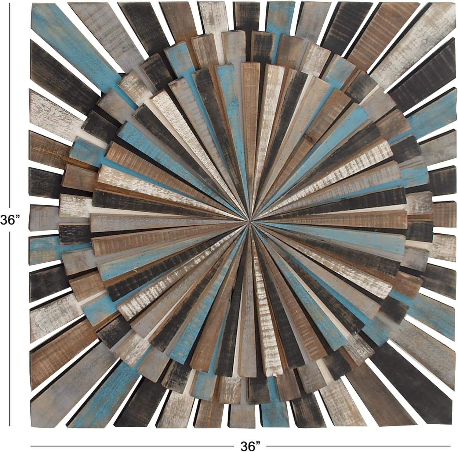 Handmade Multi-Colored Wood Starburst Wall Art Sculpture 36″ x 36