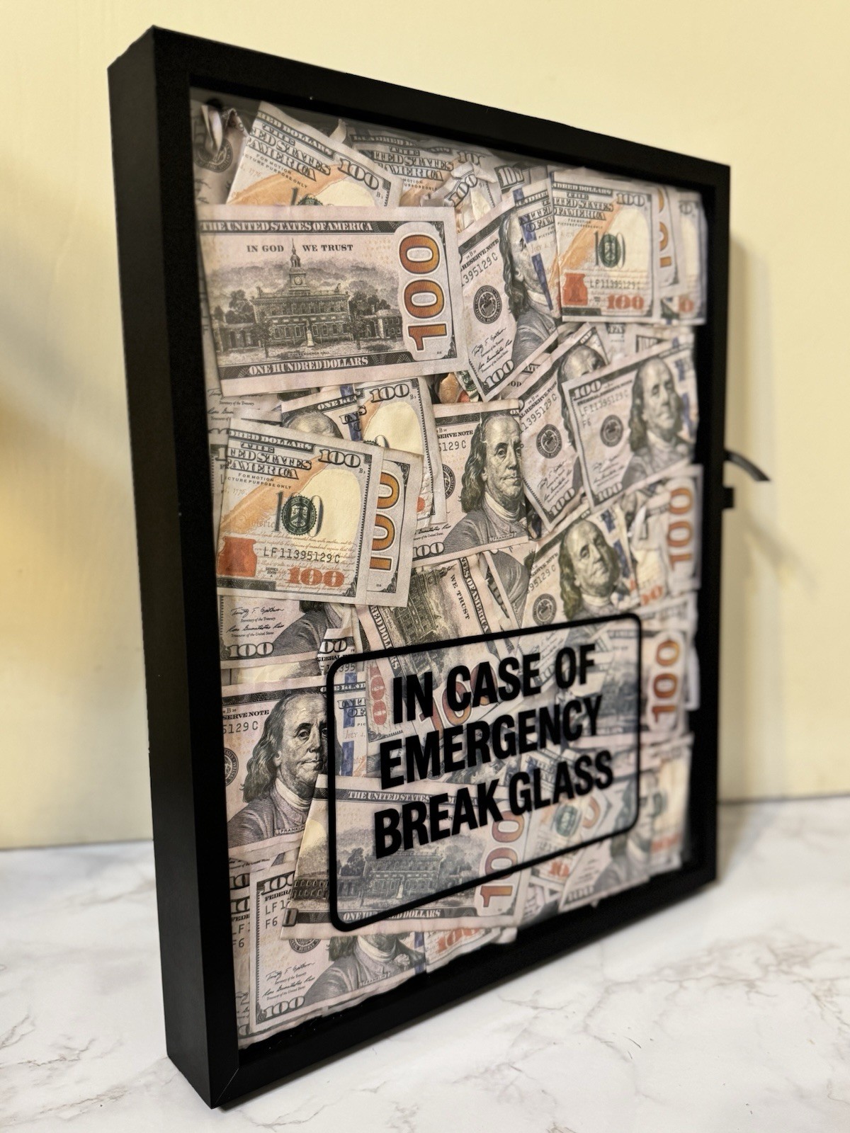 In Case of Emergency Break Glass Money Hypebeast Luxury Decor 12×15 Street Art