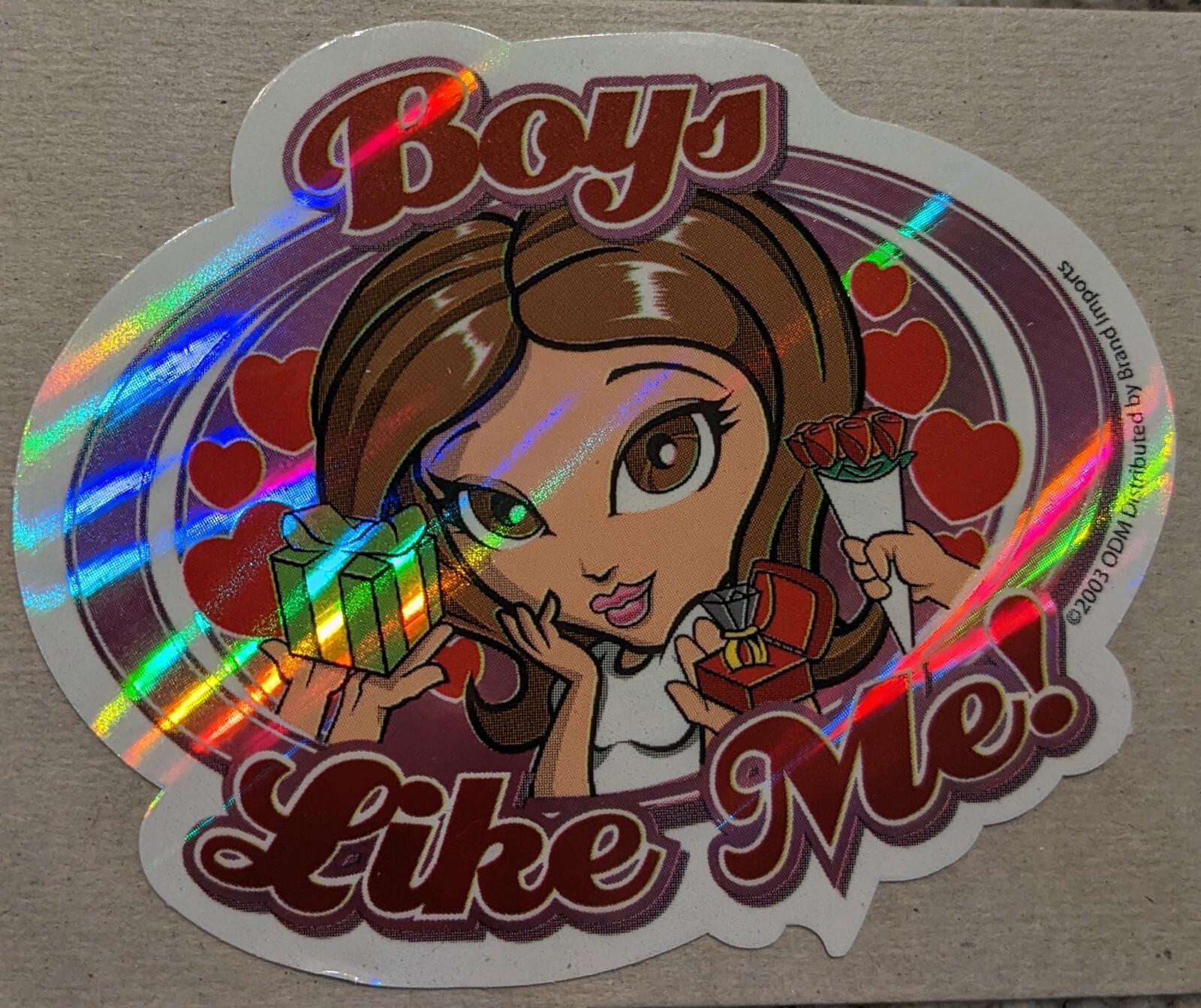 2003 Y2K ODM Brand Imports Prism Holo Girl Power Vending Sticker BOTS LIKE ME